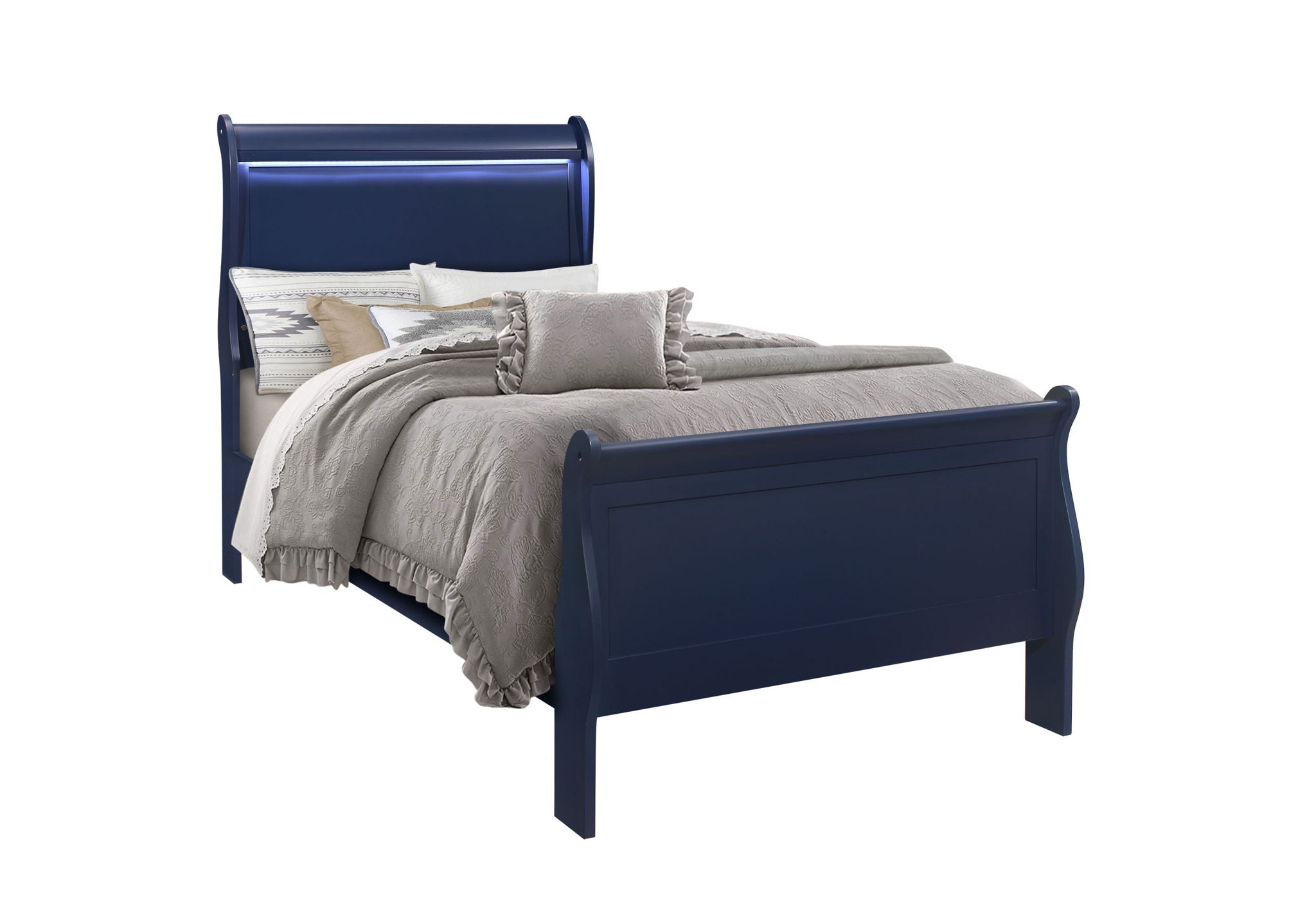 Charlie - Twin Bed With LED Side Rails - Blue