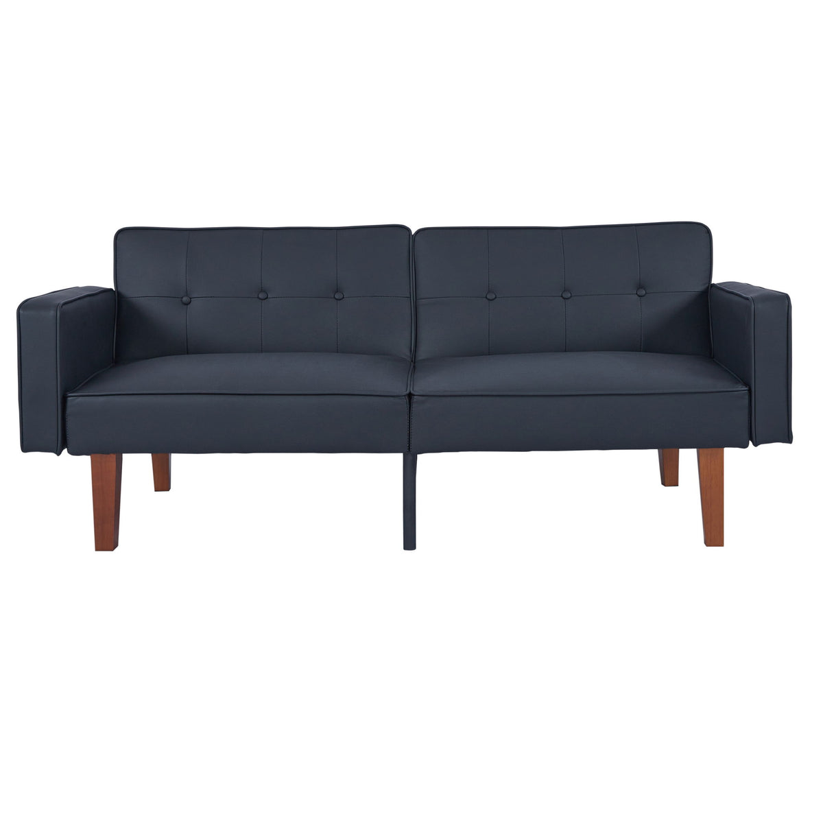 Convertible Futon Sofa Bed With Adjustable Split Back, Twin Size Sleeper Couch - Black