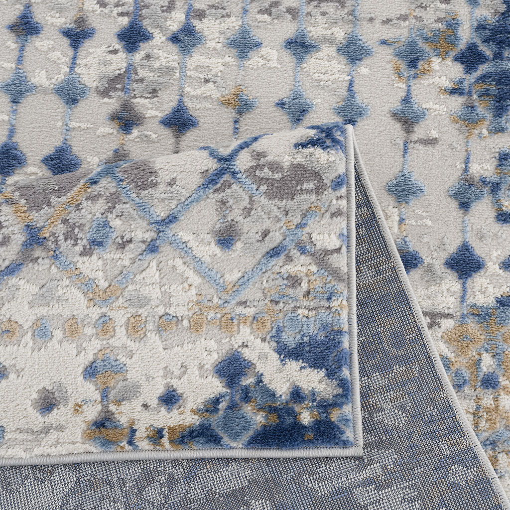 Hannah - 7' X 9' Moroccan Global Woven Area Rug - Blue / Cream