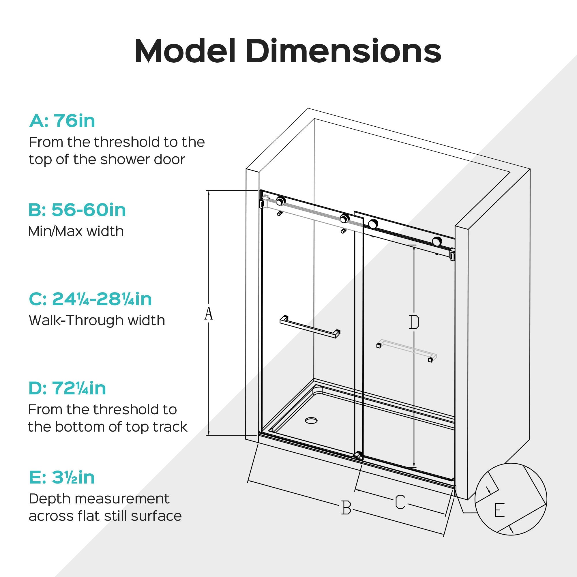 Frameless Double Sliding Shower Door - Chrome