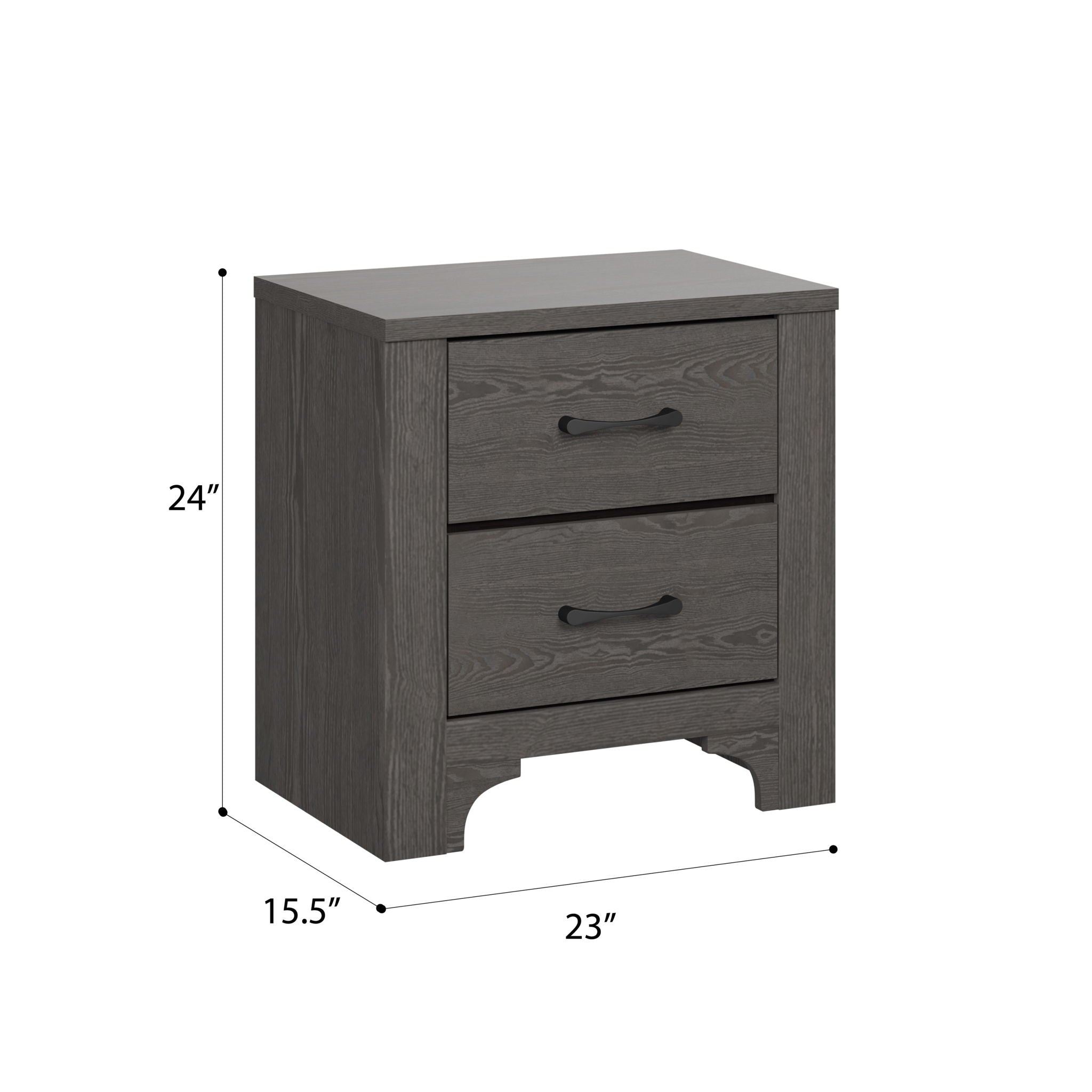 Modern 2 Drawer Nightstand - Brown - Wood