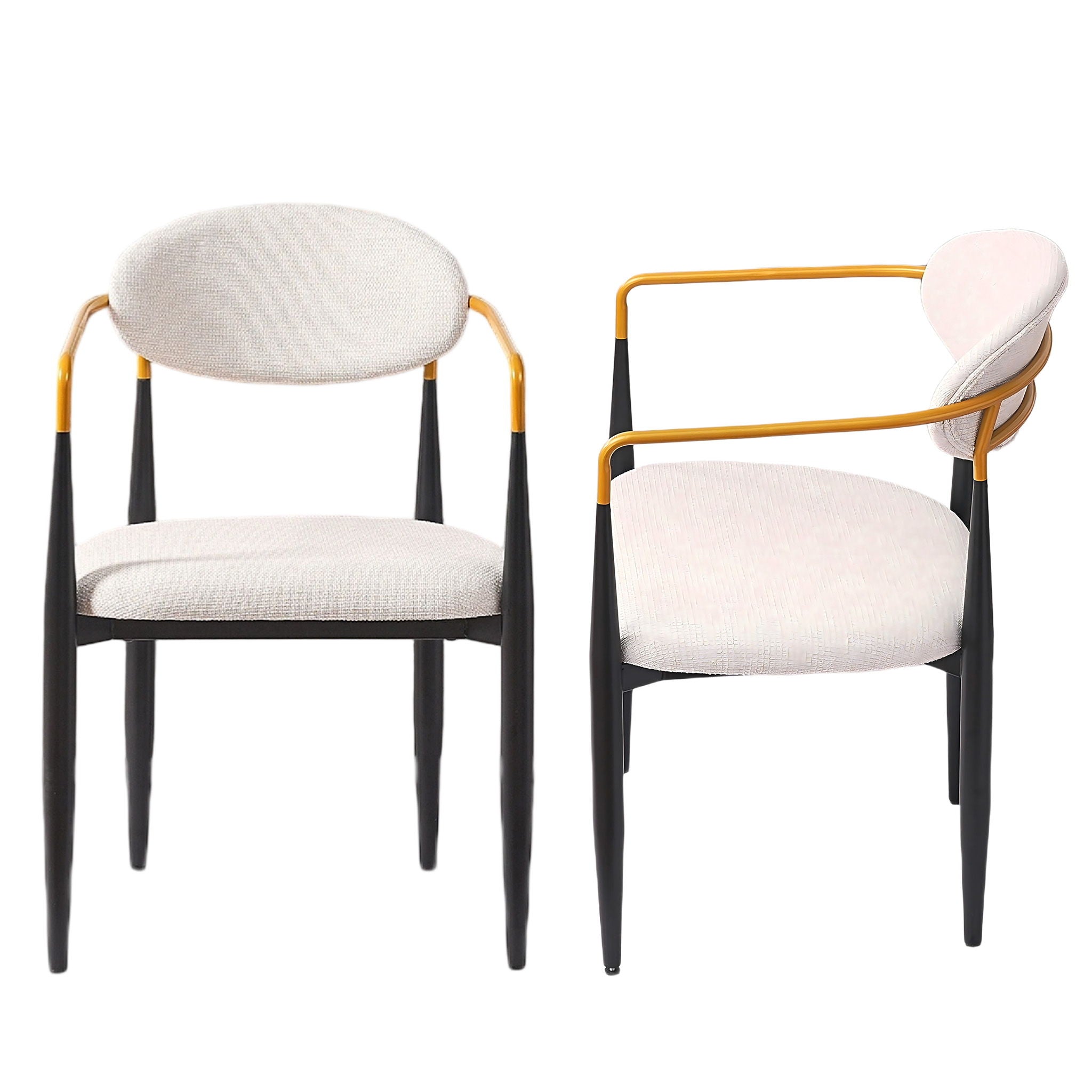 Modern Upholstered Dining Chair With Accented Armrests (Set of 2)