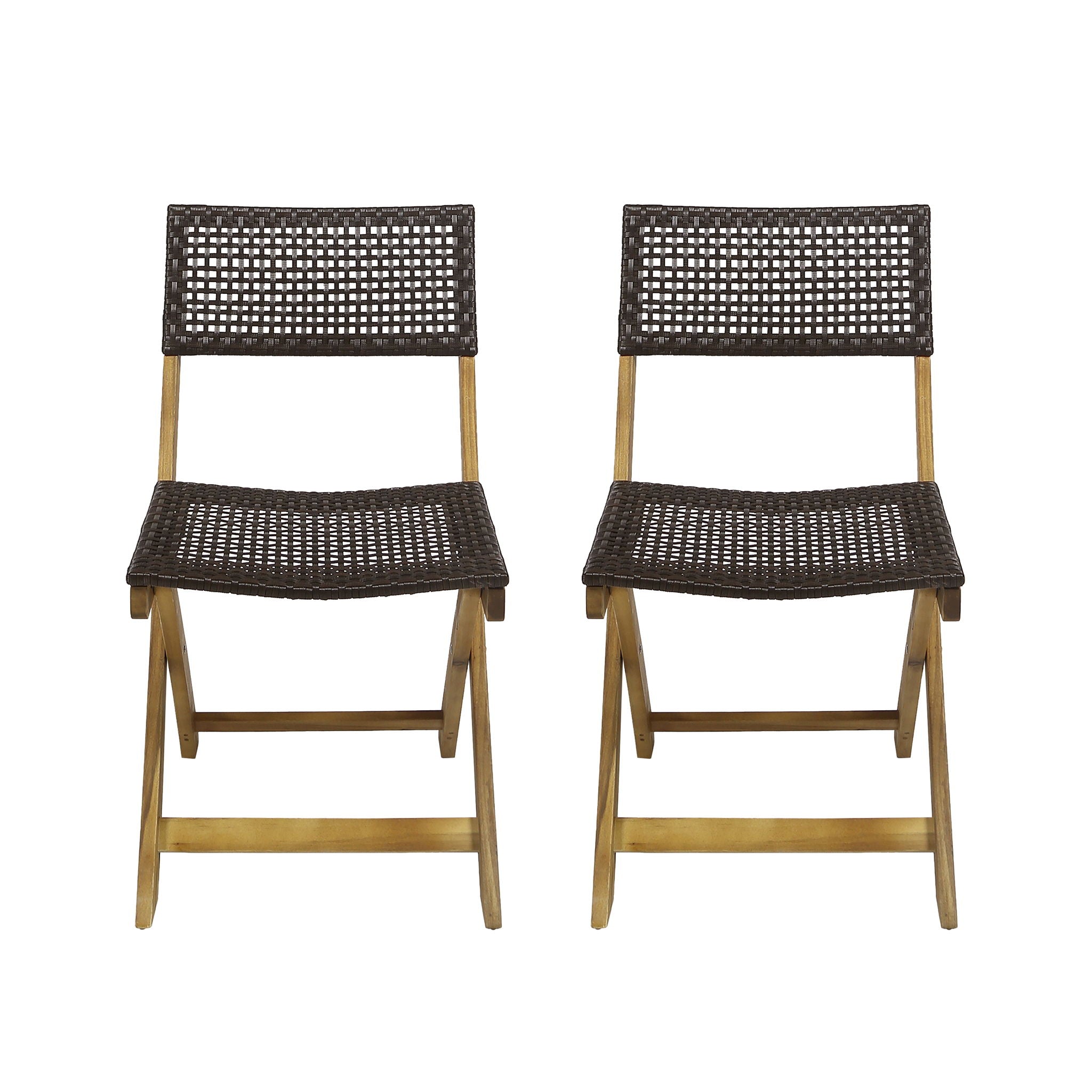 Bistro Foldable Chair With Wicker Backrest