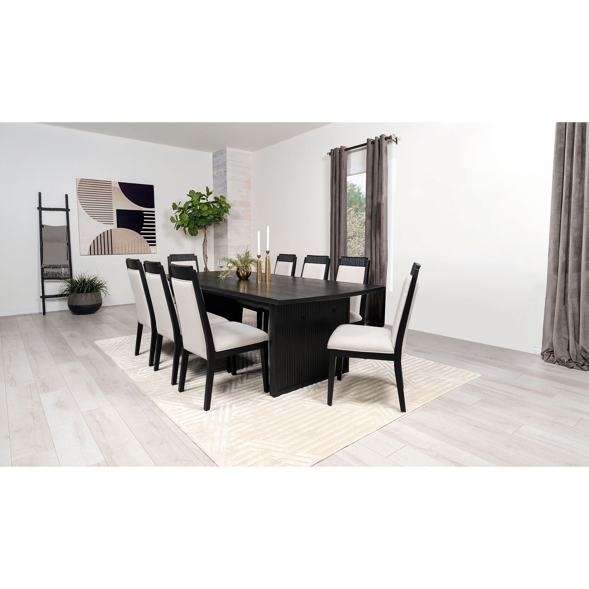 Ennis - 9 Piece Dining Table Set With Chairs - Black
