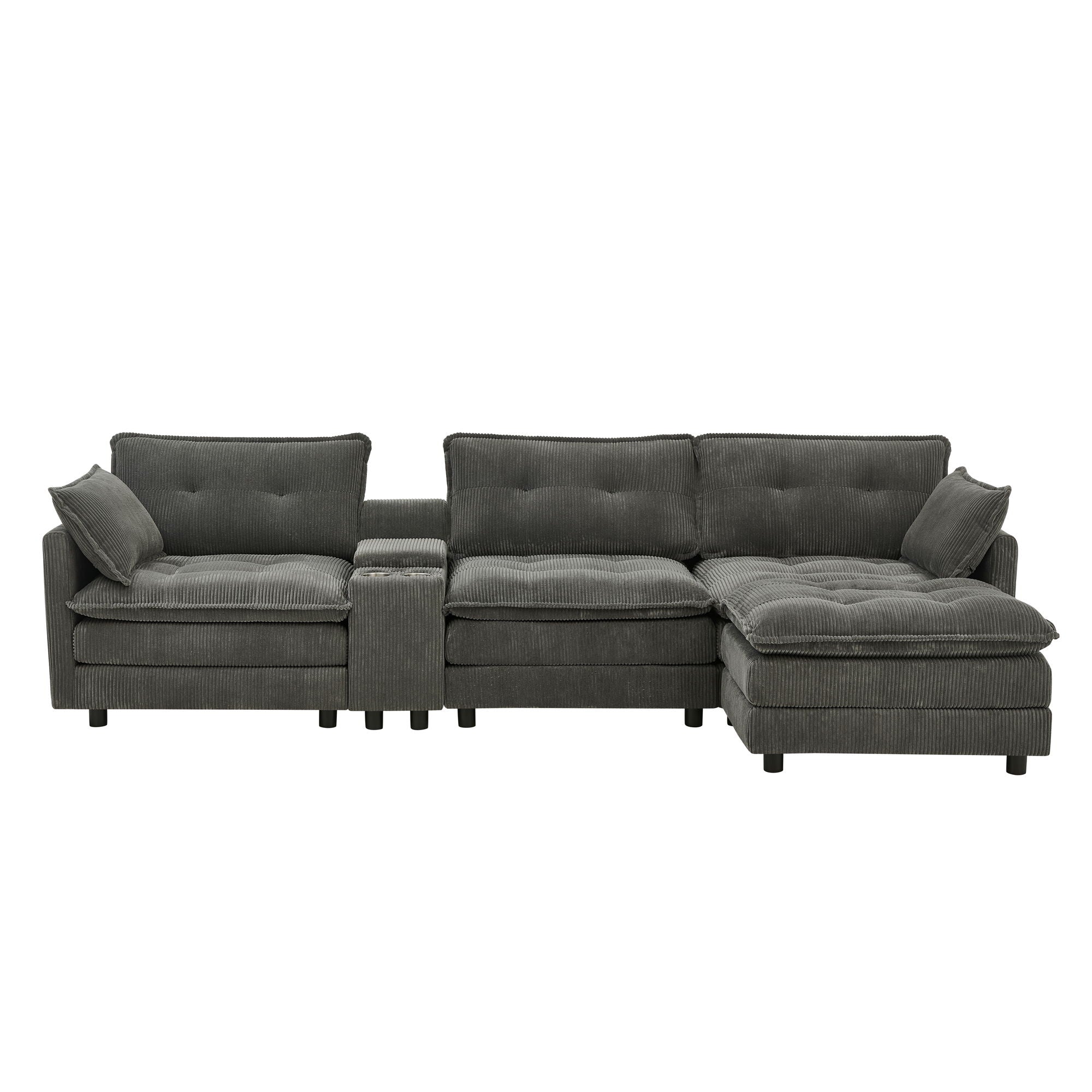 Oversized Modular Sectional Sofa With Multi Functional Console
