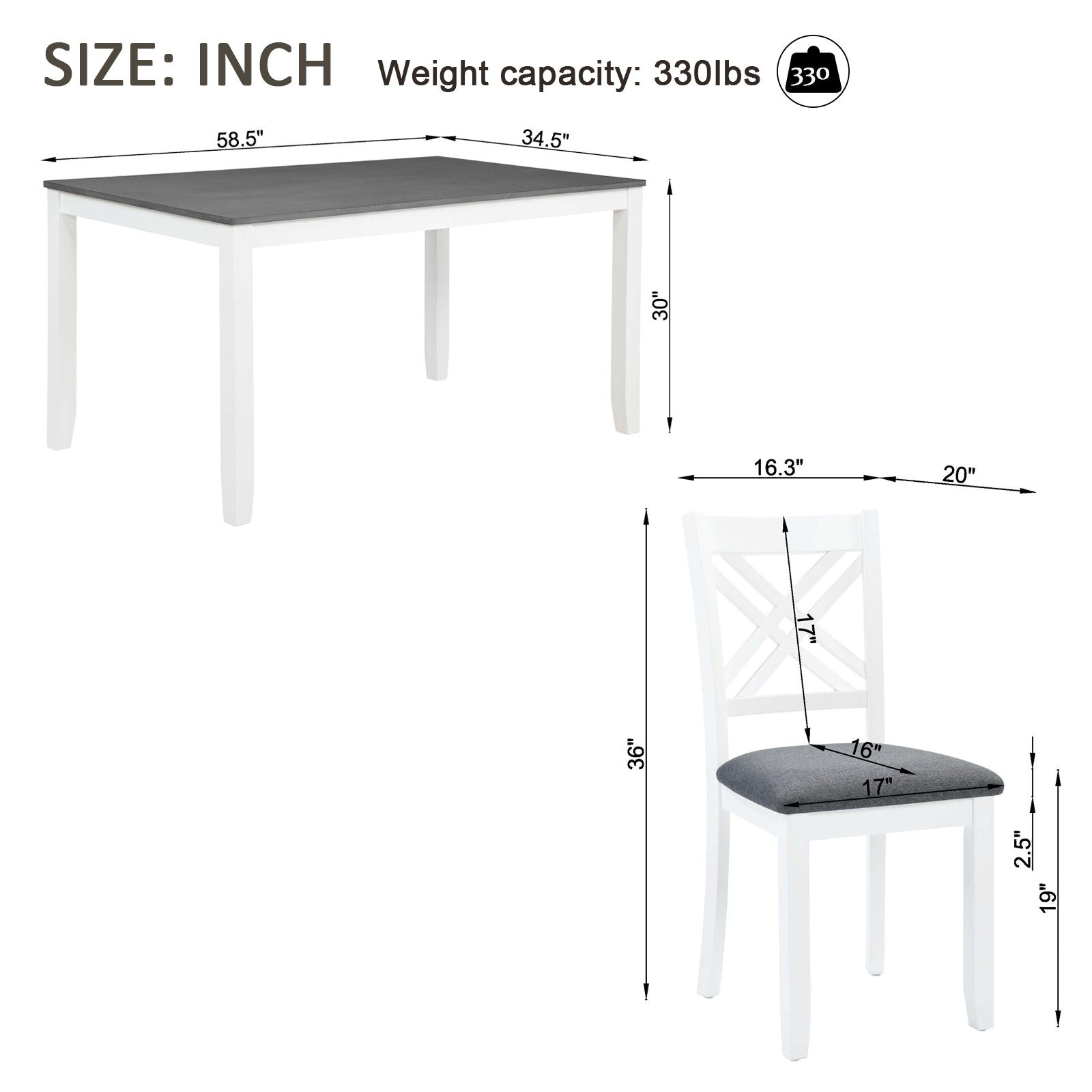 Kitchen Dining Set, Rectangular Dining Table & Upholstered Chairs