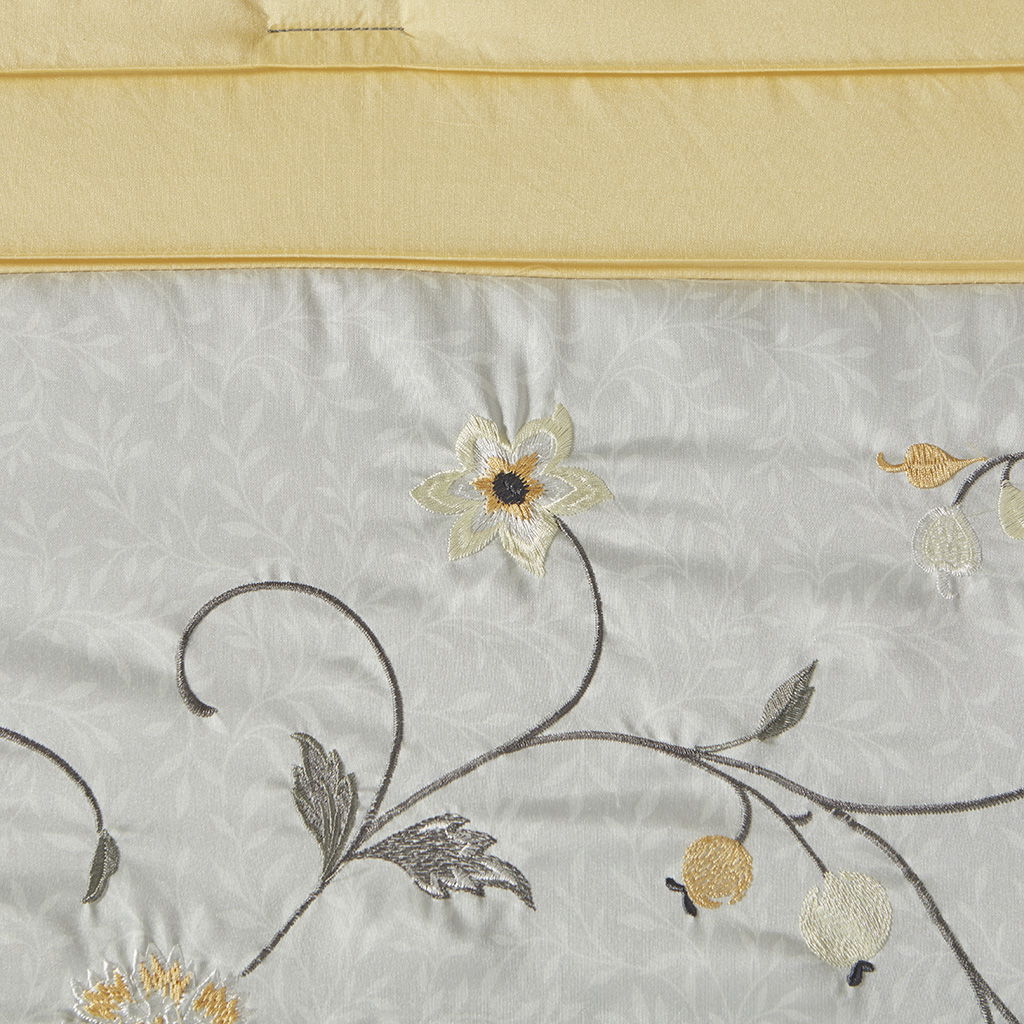 Serene - King Embroidered Piece Comforter (Set of 7) - Yellow