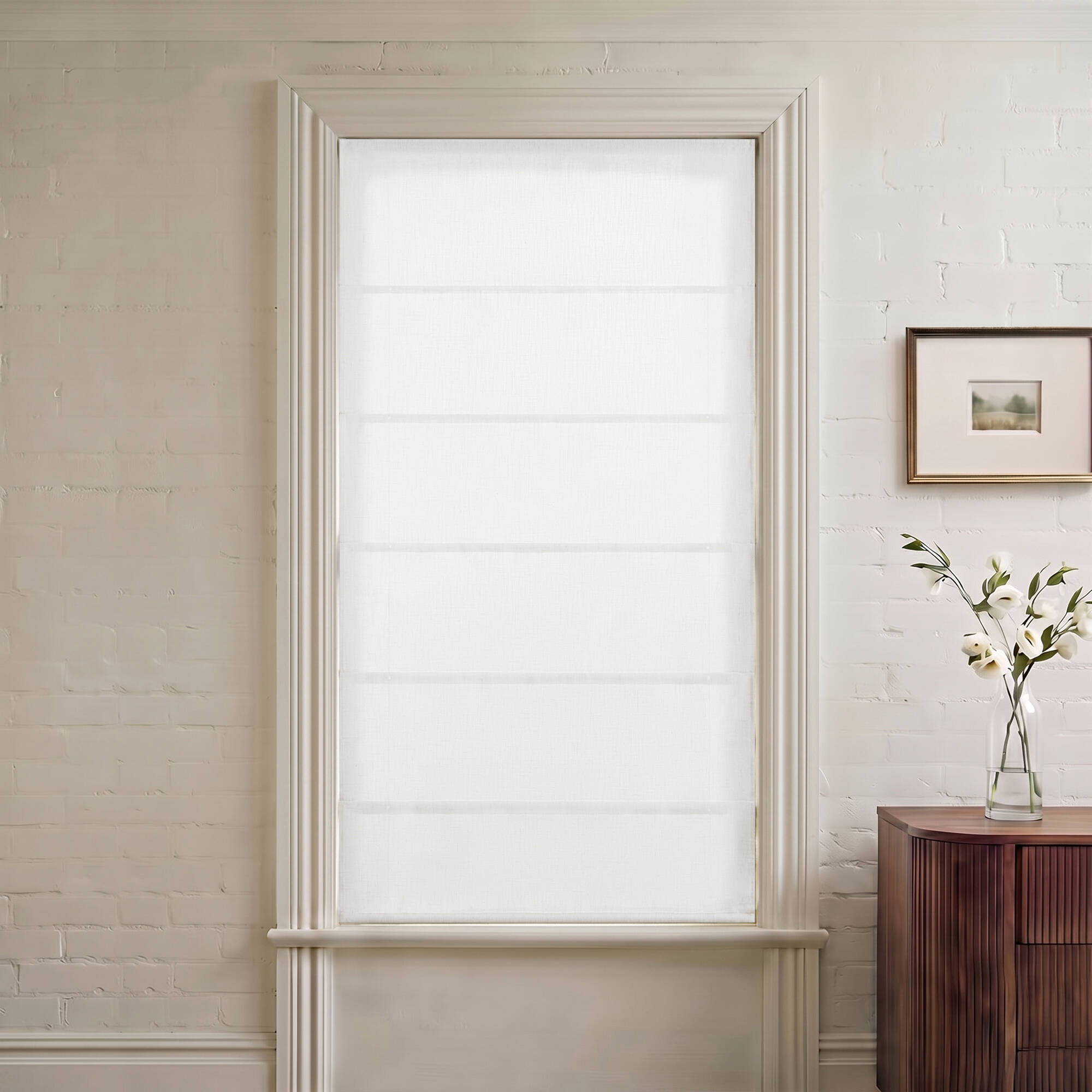 Emery - 64" x 35" Cordless Roman Shade - White