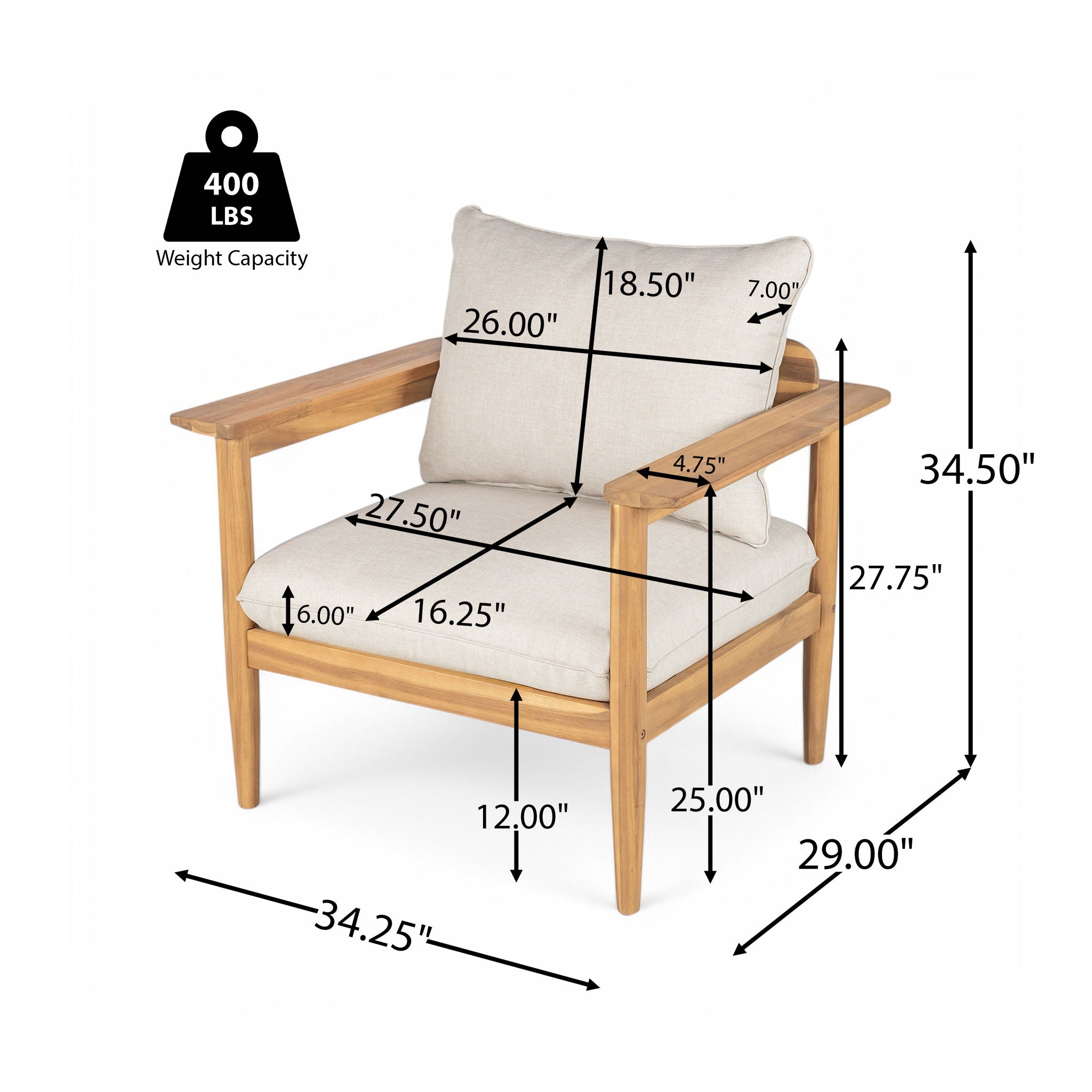 Terassi - Outdoor Lounge Chair (Set of 2) With Cushions - Beige / Light Teak