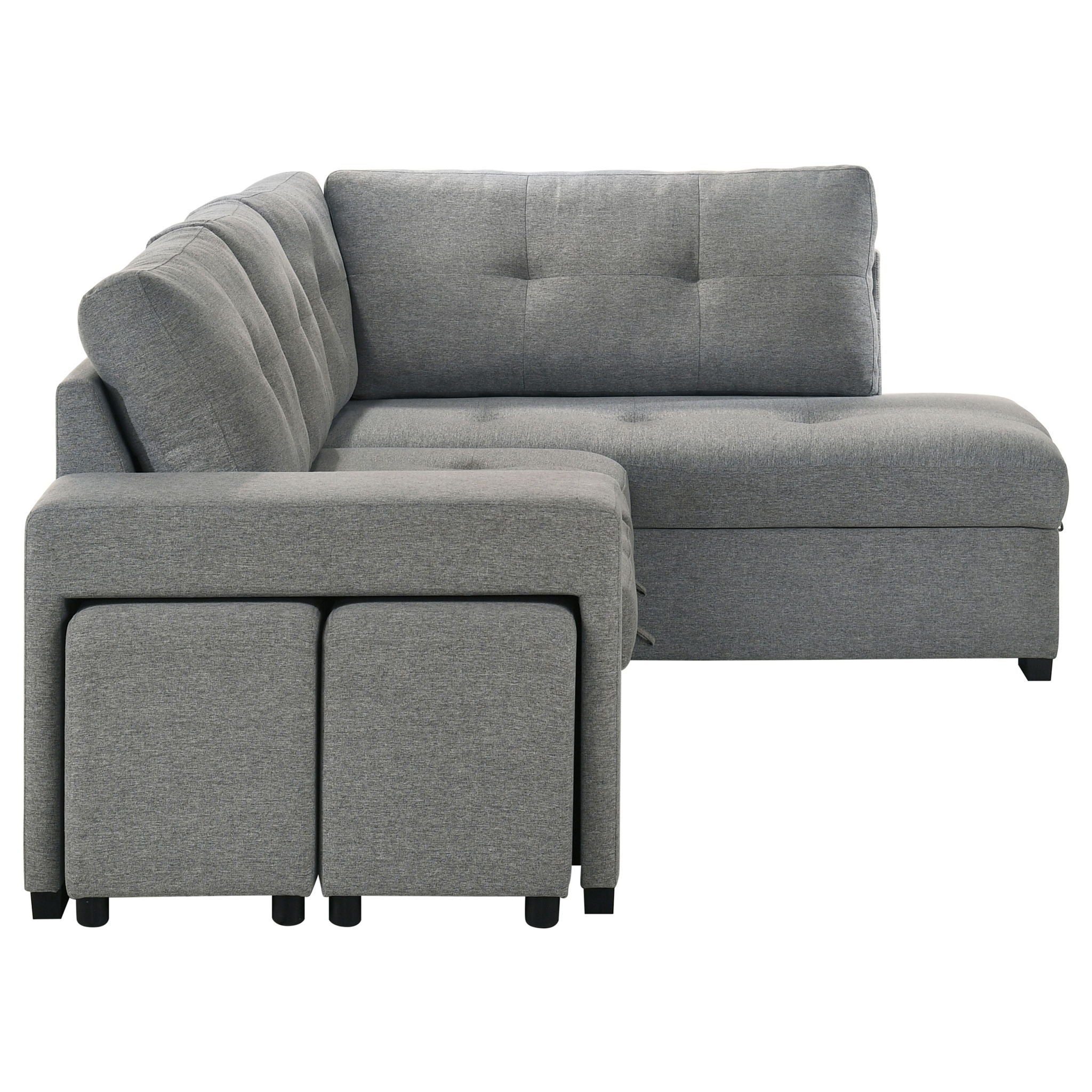 Atkinson - Sleeper Sectional Sofa With Lift Top Chaise - Gray