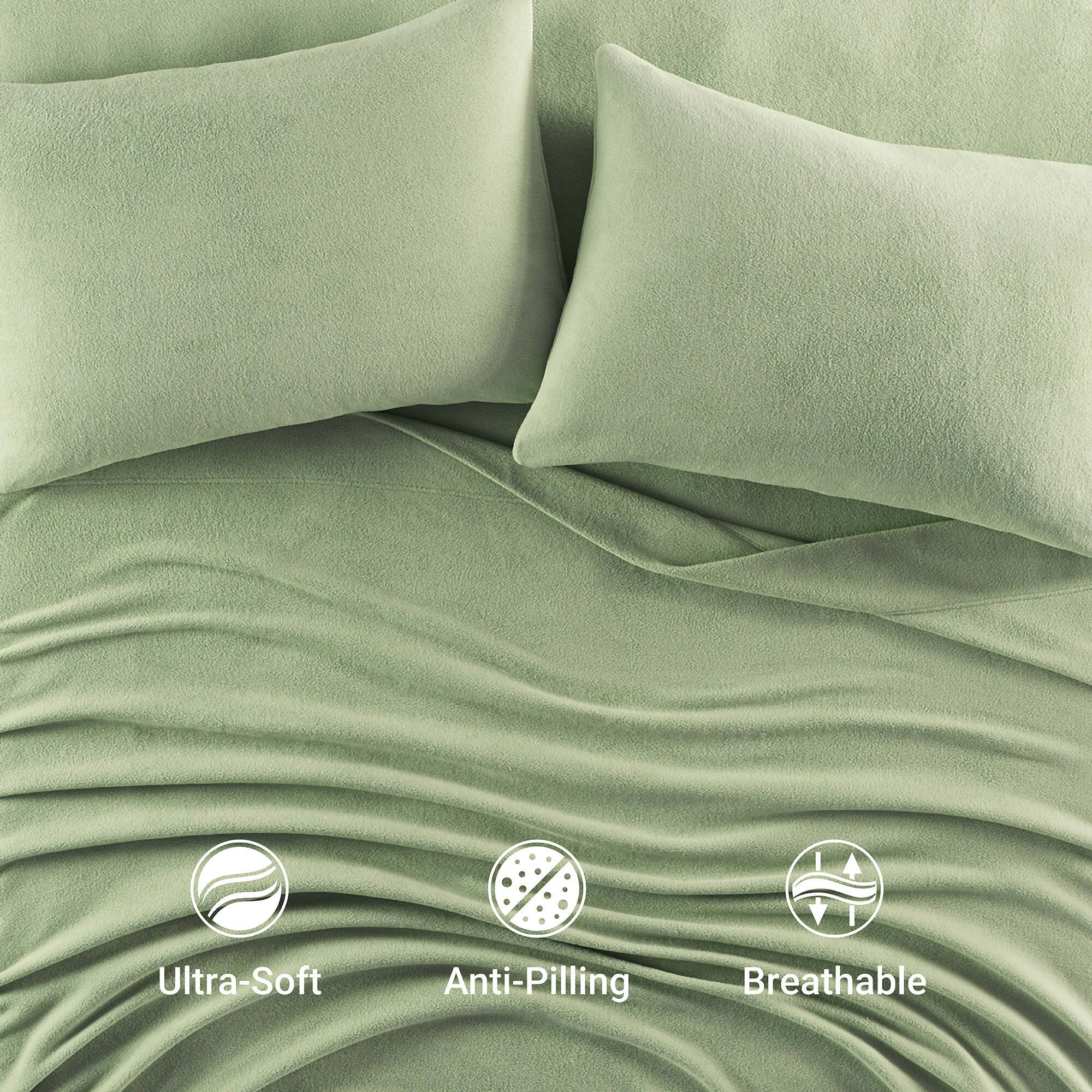Micro Fleece - Queen Sheet Set - Green