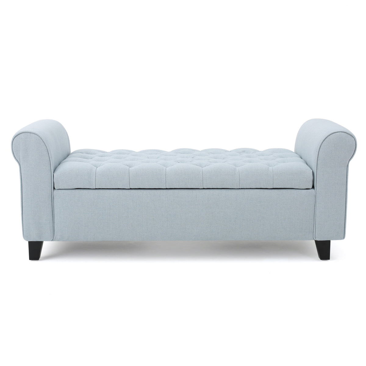 Hayes - Contemporary Armed Storage Bench With Rolled Arms And Button Tufting