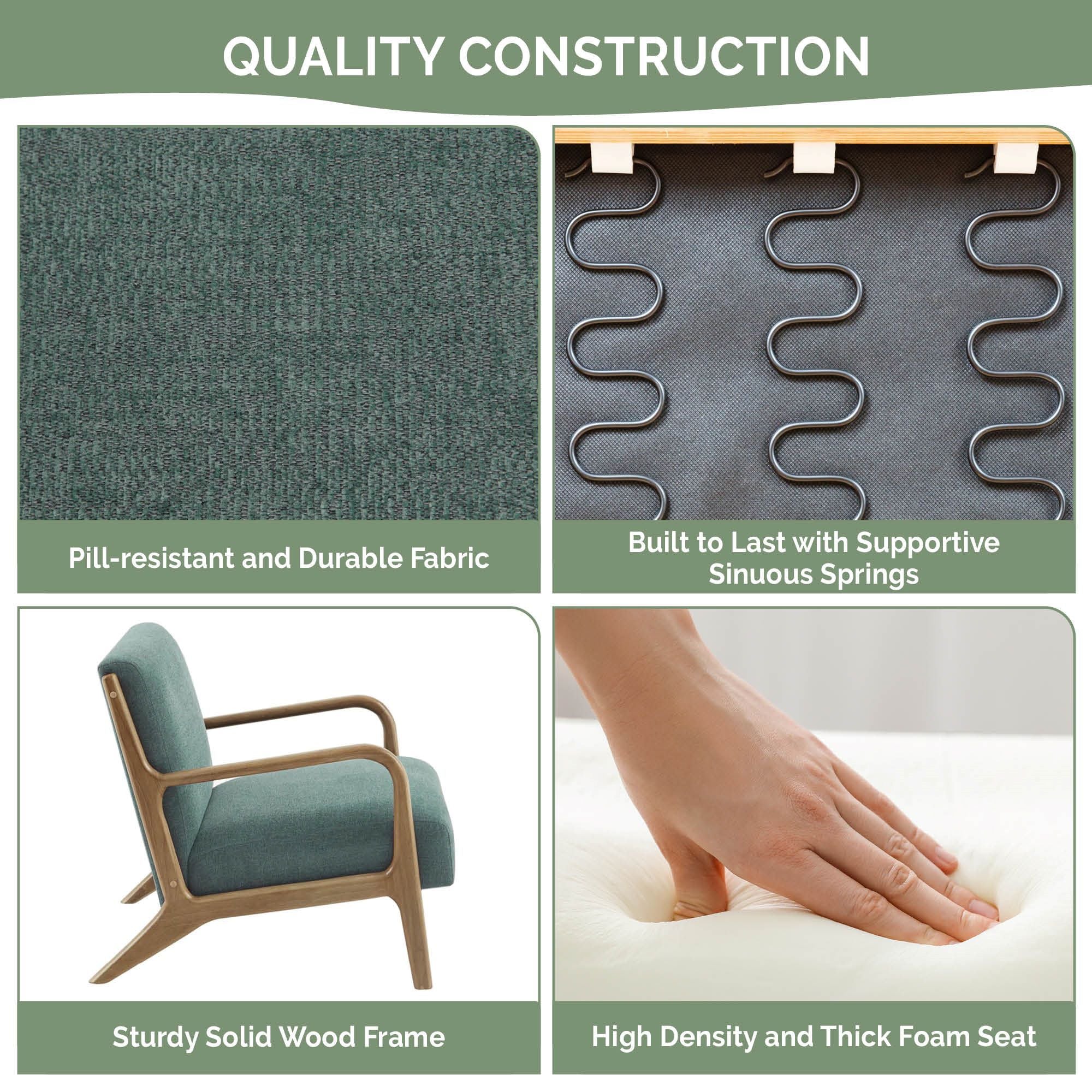 Novak - Mid-Century Modern Accent Armchair (Set of 2) - Teal