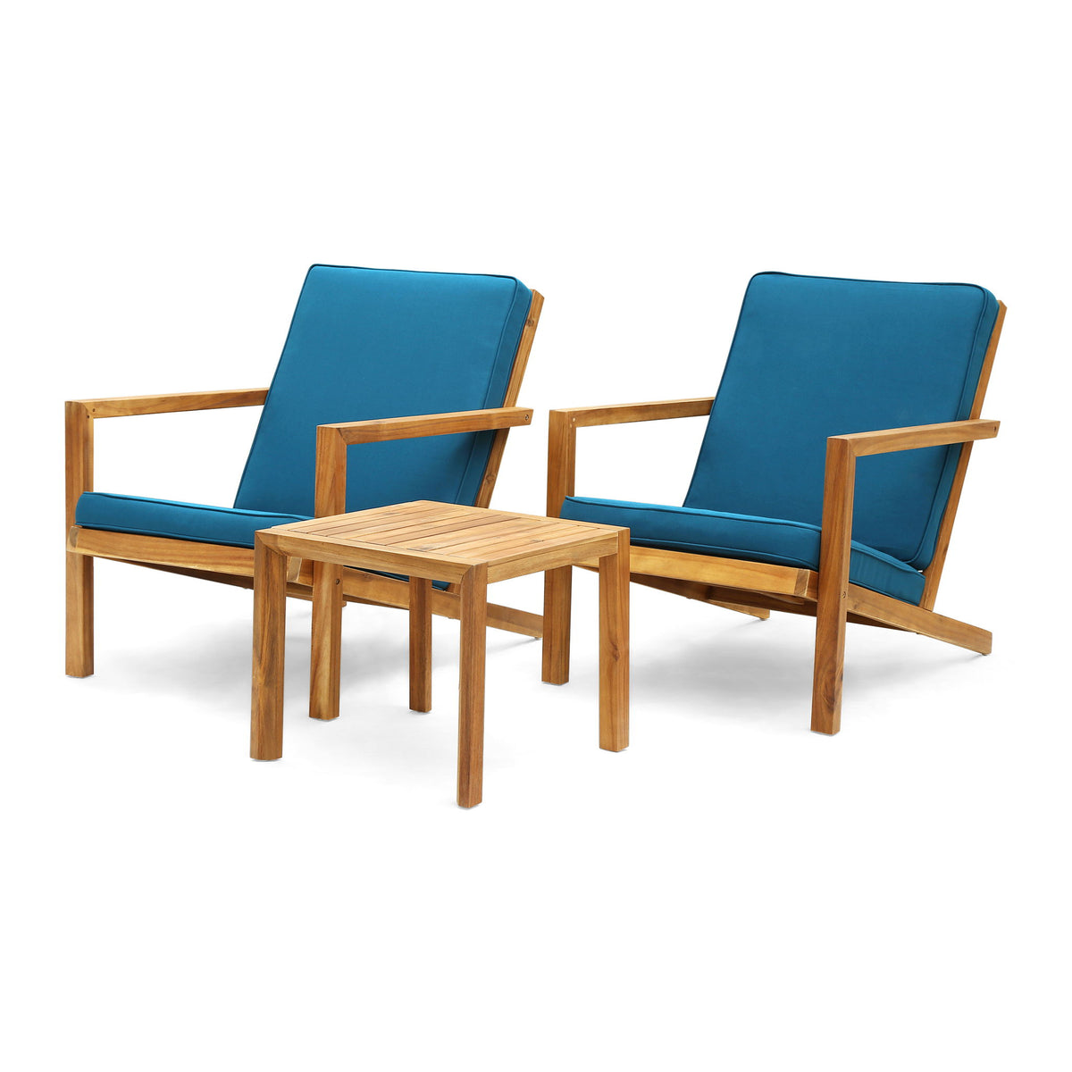 Celestaria - 3 Piece Outdoor Chat Set With Adirondack Chairs, Cushions And Side Table