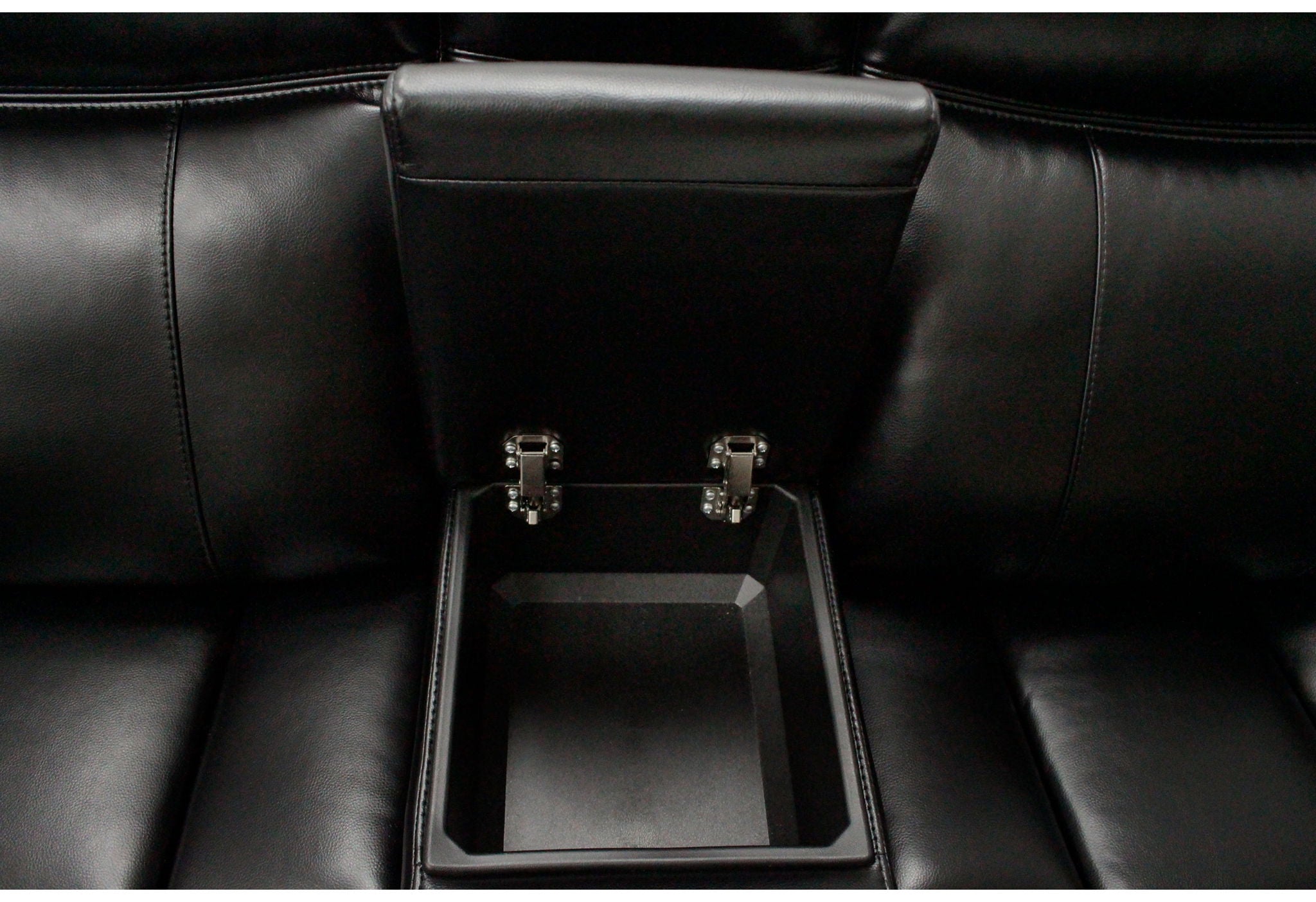 Um02 - Sectional PU RAF Power Console Reclining Loveseat With LED - Black