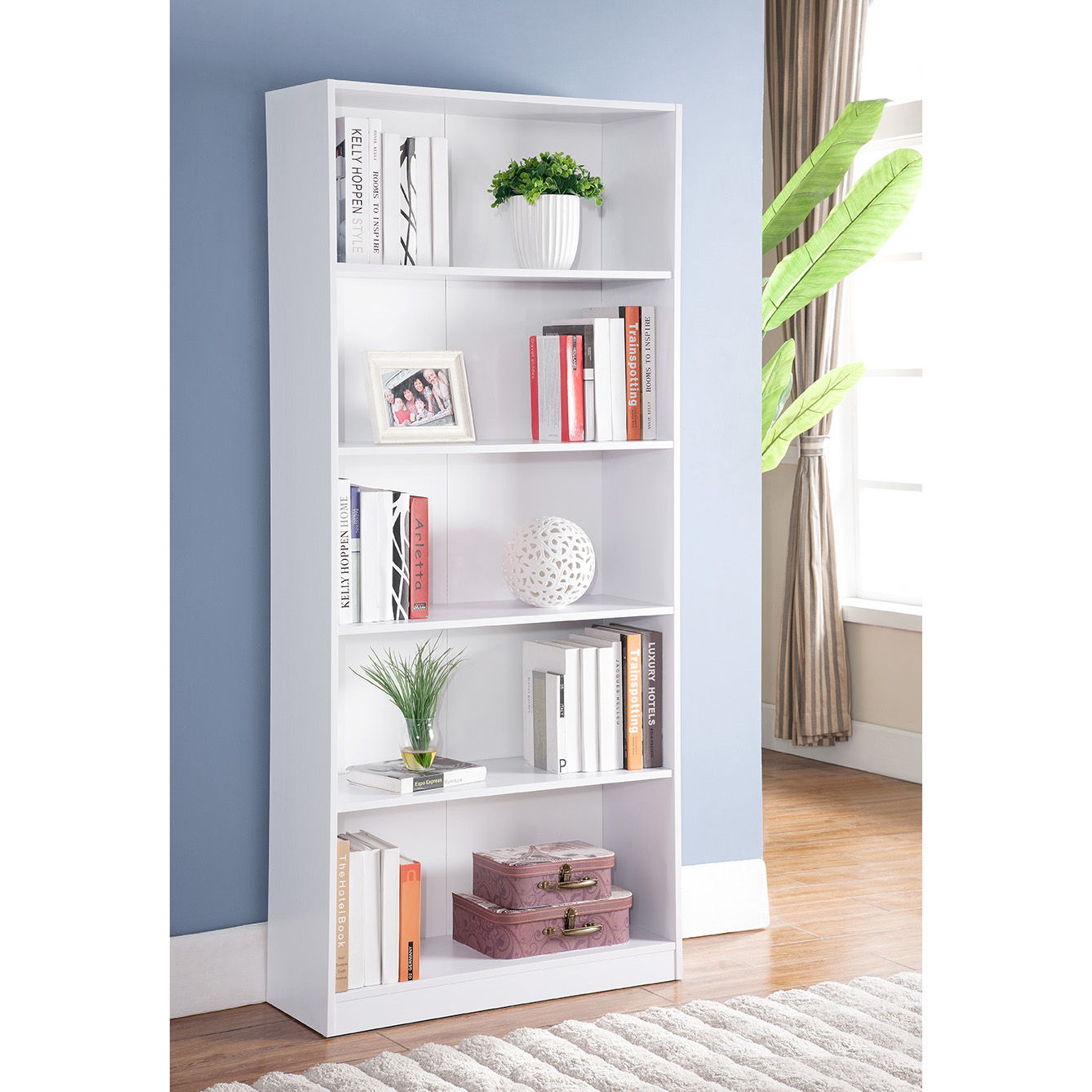 Modern Display Stand, Bookcase With 5 Open Shelves