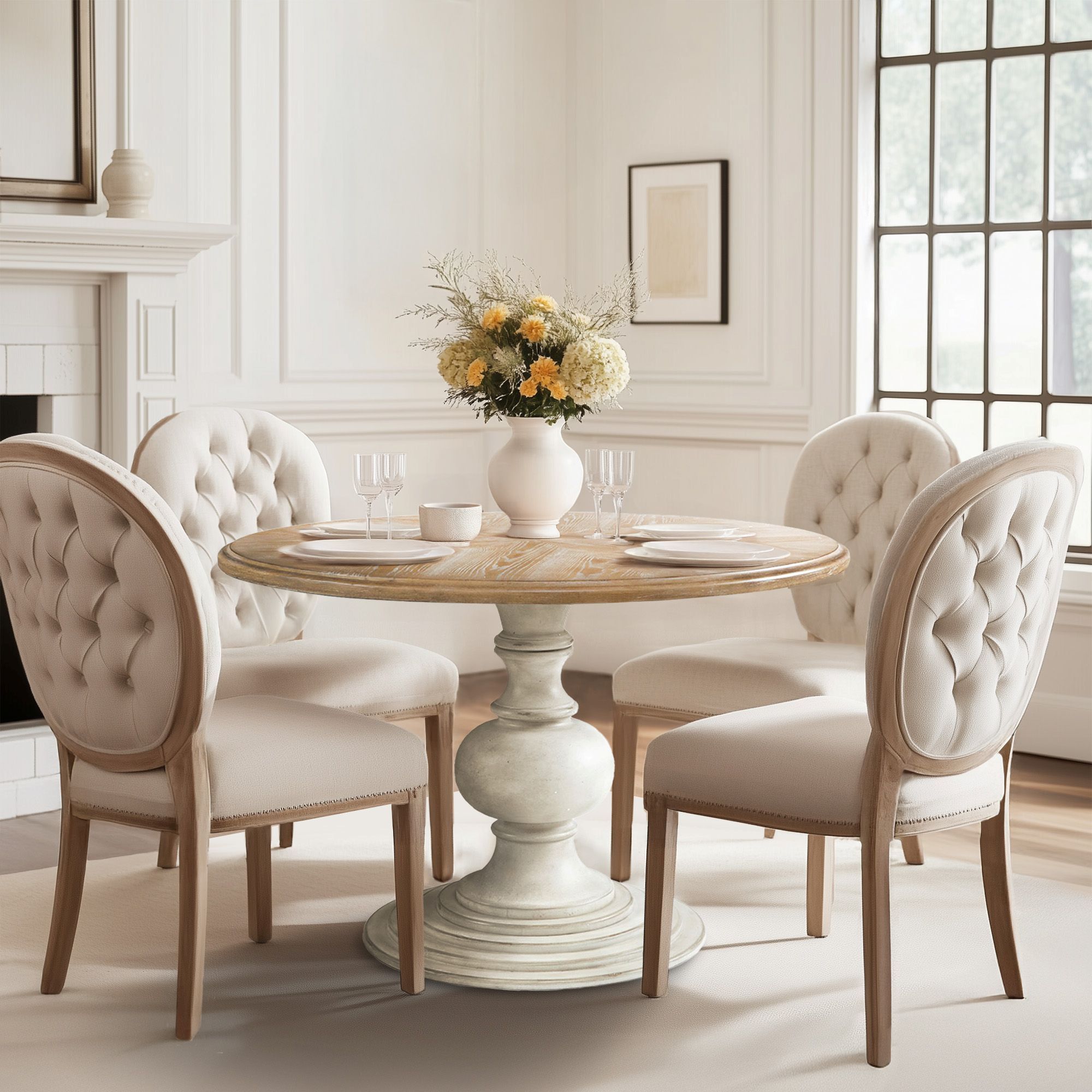 Lexi - Dining Table - Reclaimed Walnut / Antique Cream