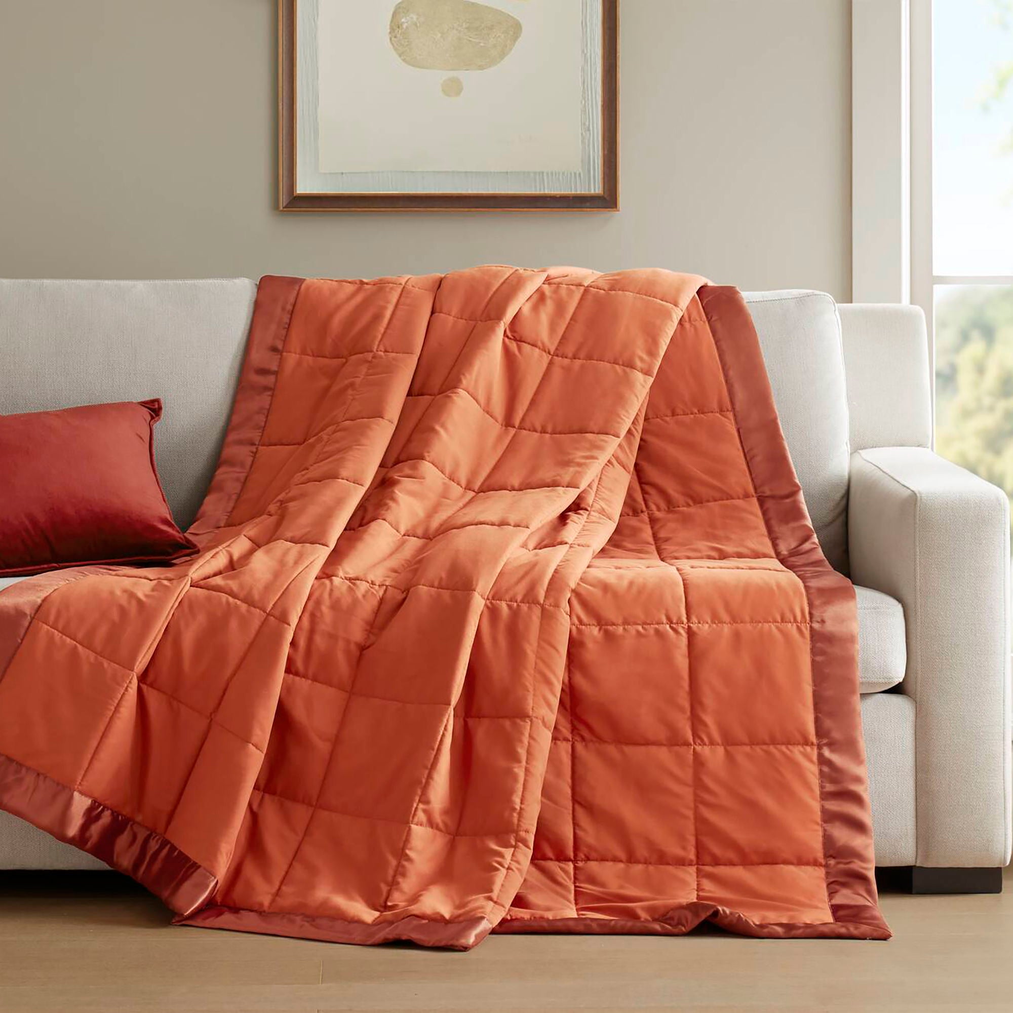 Windom - King Lightweight Down Alternative Blanket With Satin Trim - Orange