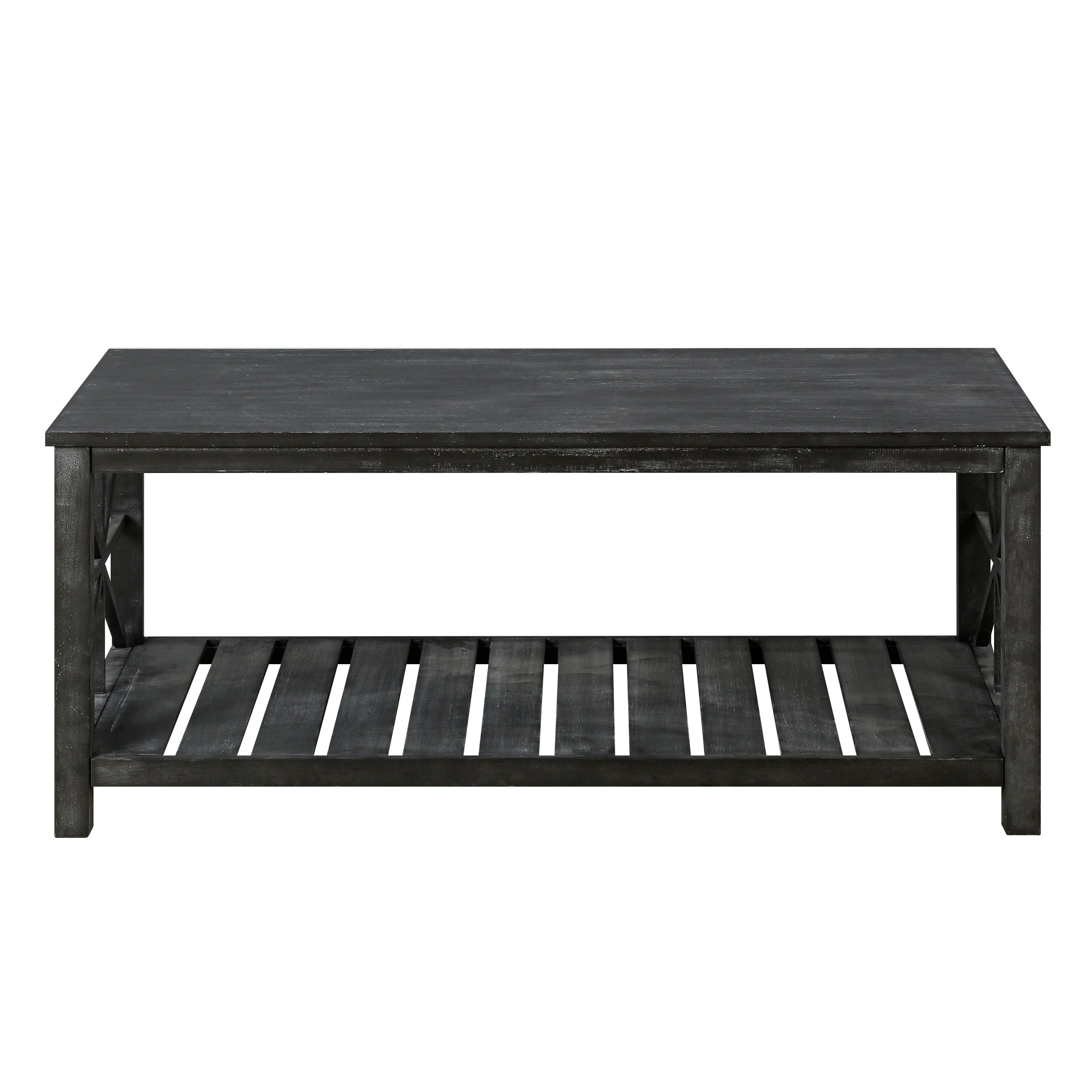 52''W Handcrafted Coffee Table In Front Of The Sofa Or Loveseat For Living Room(Antique Black Color)