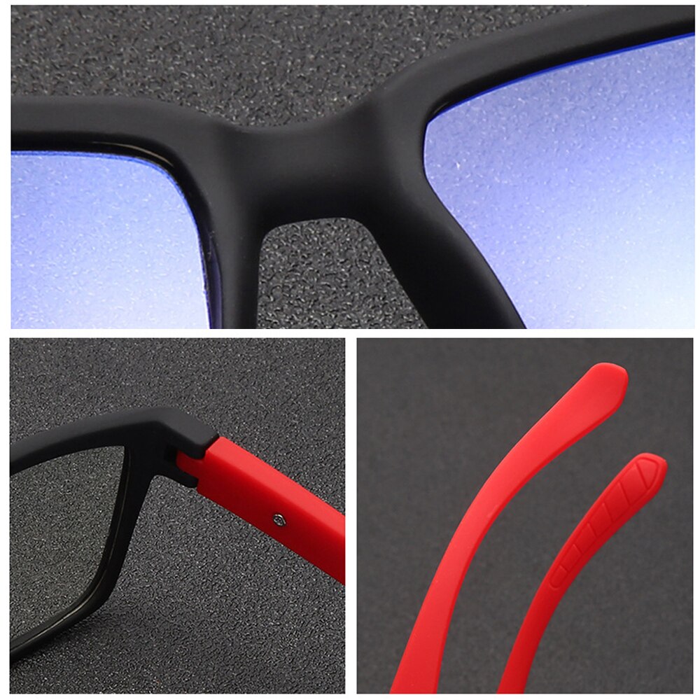 Retro Matte TR90 Anti Blue Light Glasses Men Office Computer Blocking Blue Women Square Eyeglasses Light Red Frame