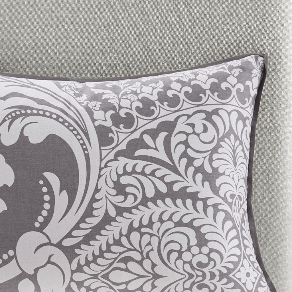 Vienna - Queen 7 Piece Printed Comforter Set - Gray
