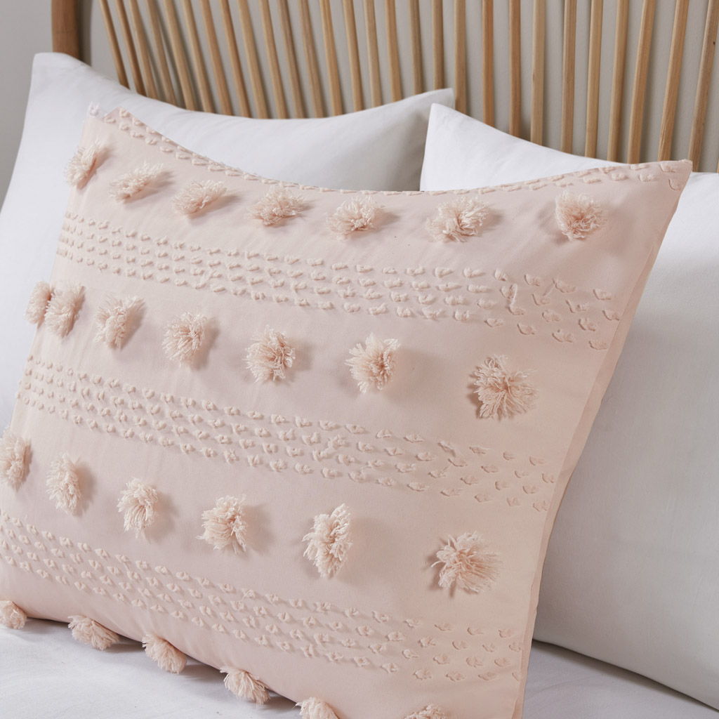 Lucy - Clip Jacquard King Comforter Set - Pink