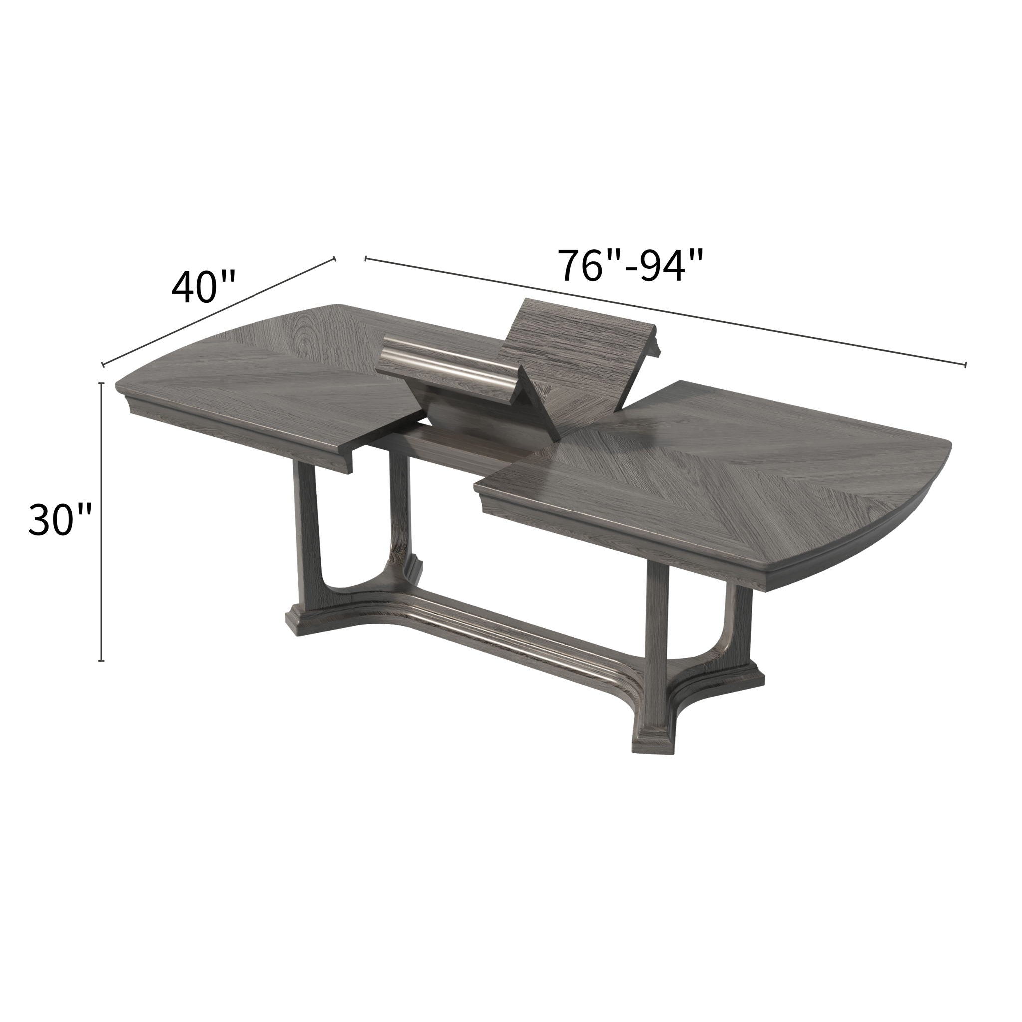 Arcus - Rectangular Dining Table With Butterfly Leaf - Charcoal Gray