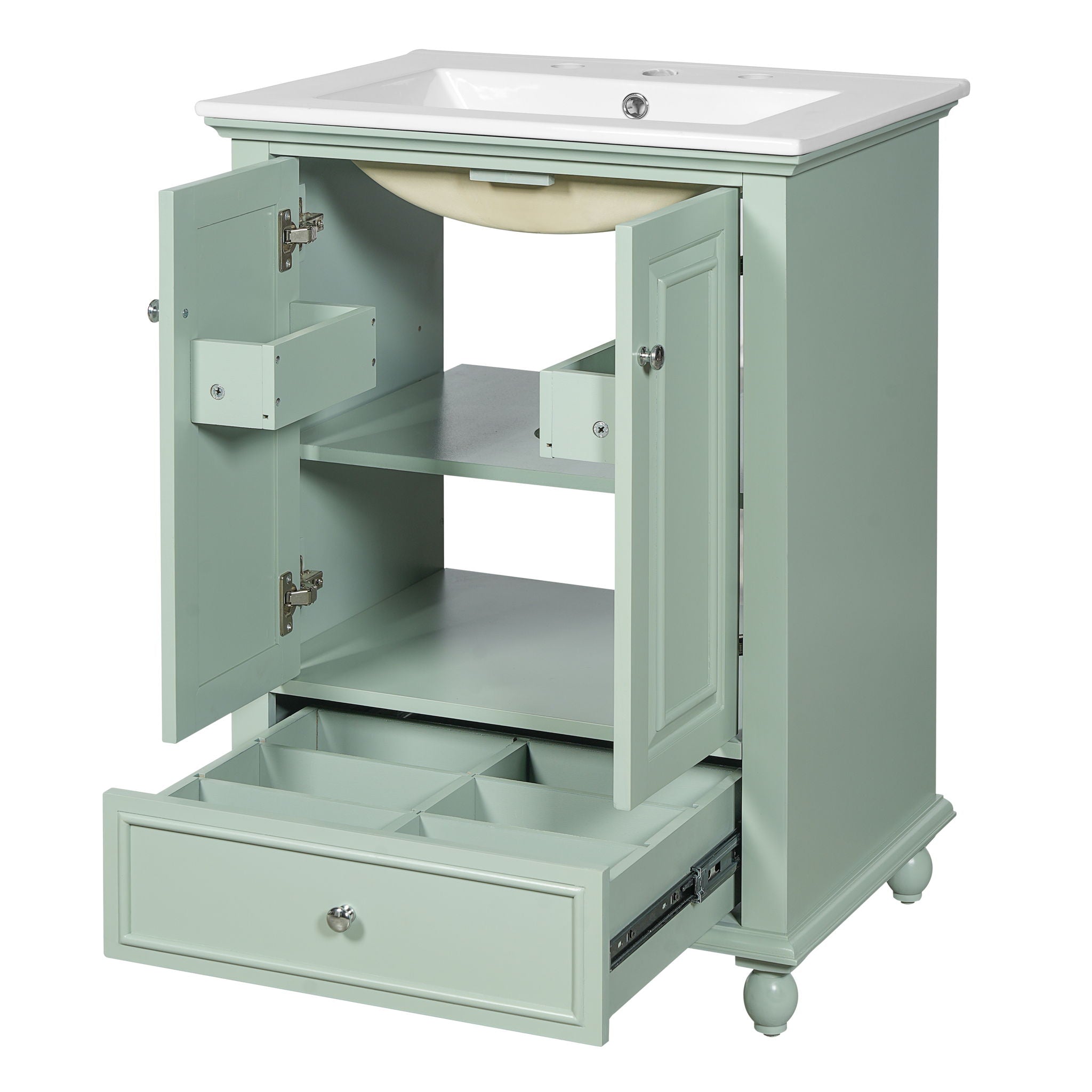 Modern Bathroom Vanity With Sink, Cabinet With Drawer And Dividers, Rectangular Storage Unit