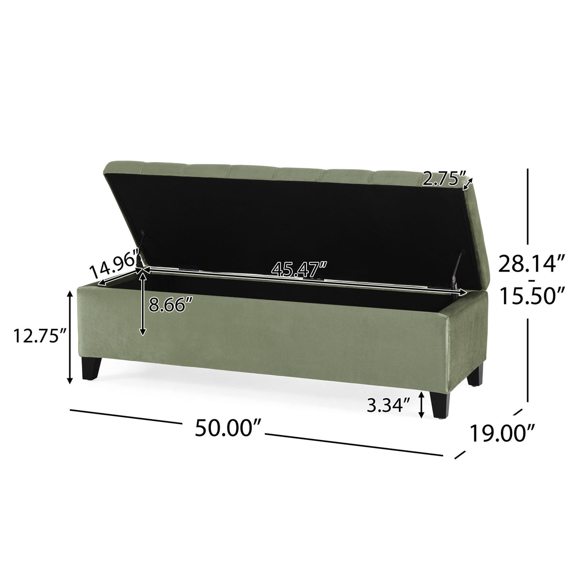 Wendover - Elegant Tufted Storage Bench With Lift-Up Top And Birch Wood Legs