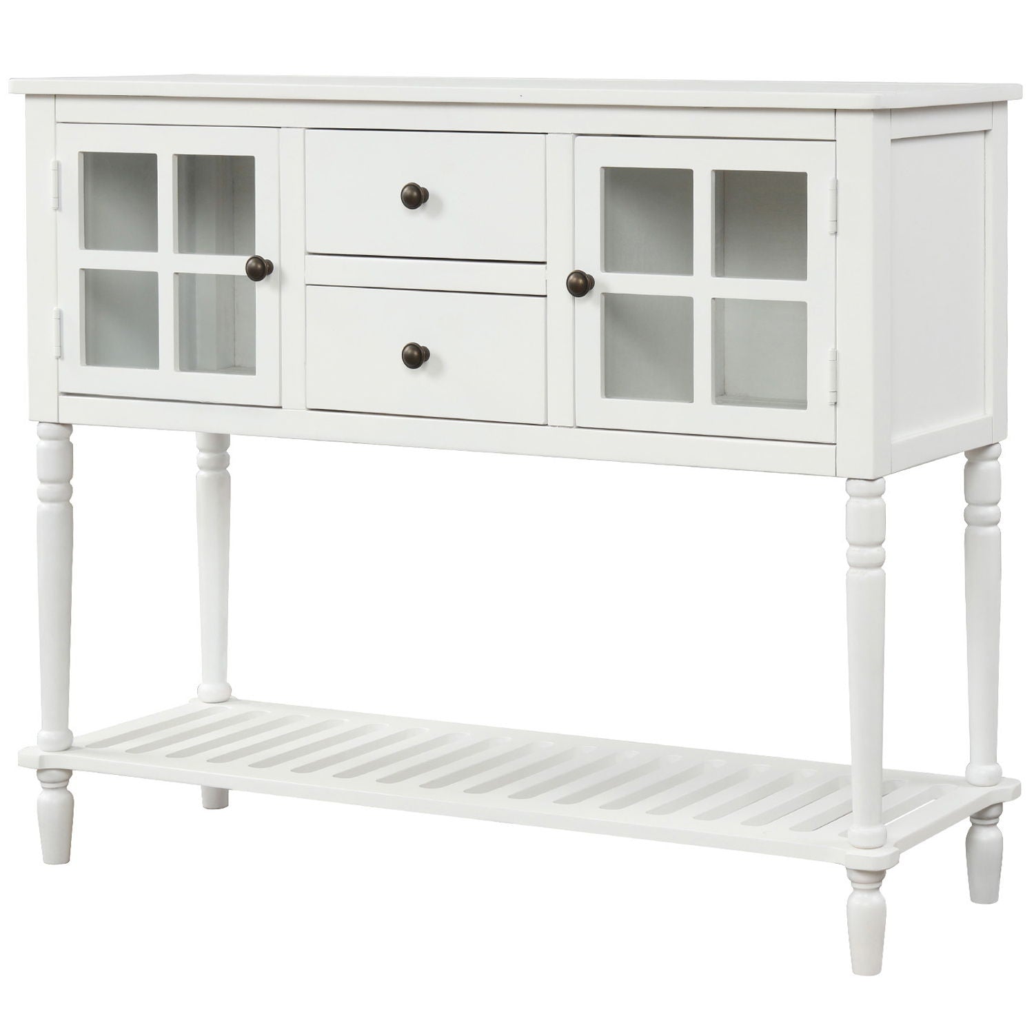 Hearth & Haven Stella - Buffet Storage Cabinet With Bottom Shelf - White