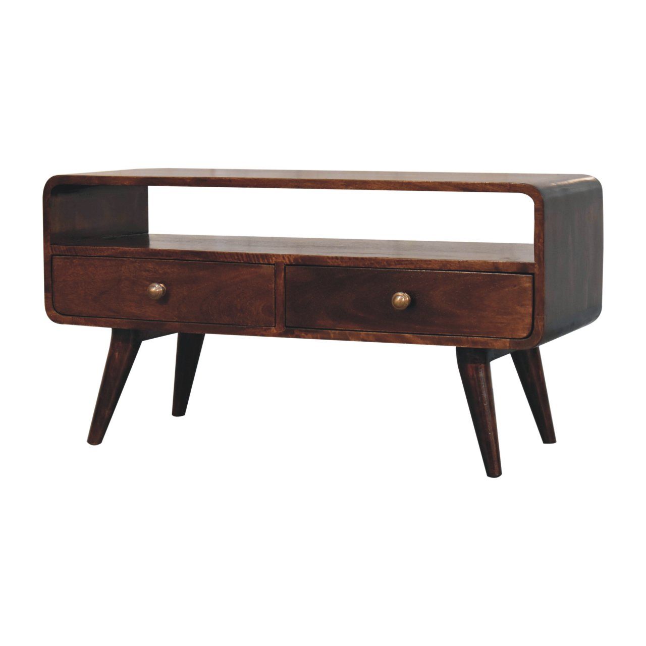 Solid Wood Curved Media Unit