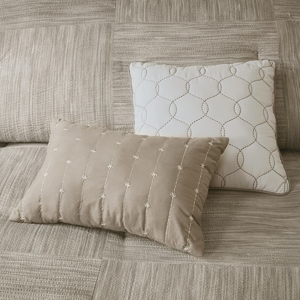Walter - Queen 7 Piece Printed Comforter Set - Taupe