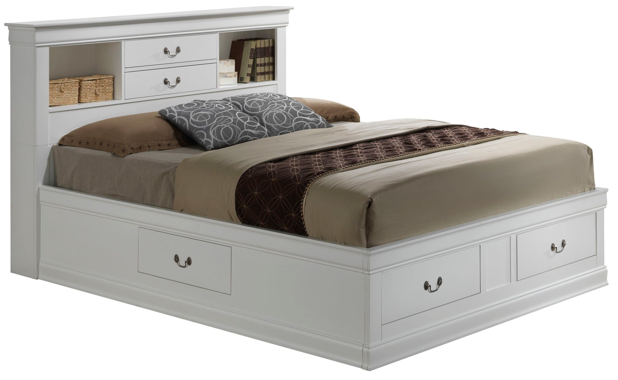Traditional Style Bookcase Storage Bed