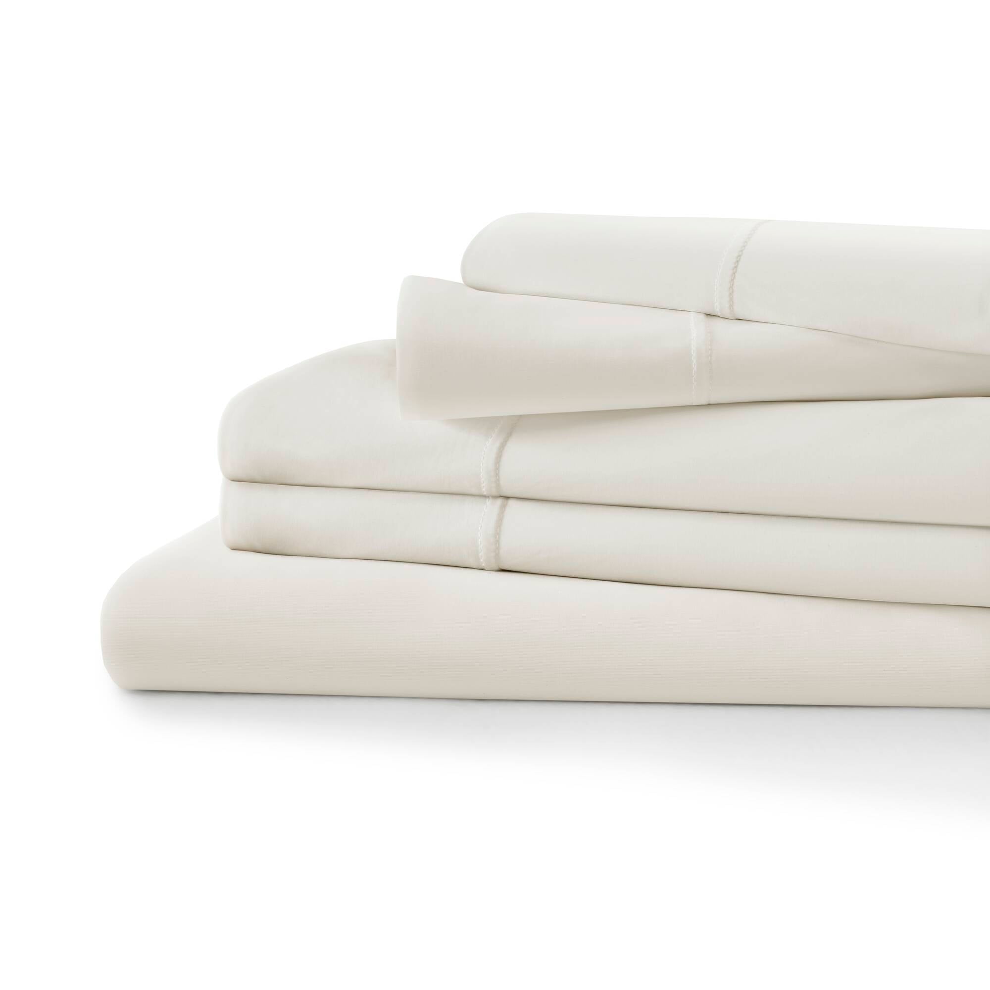 Split King Stretch Jersey Sheet Set - Ivory