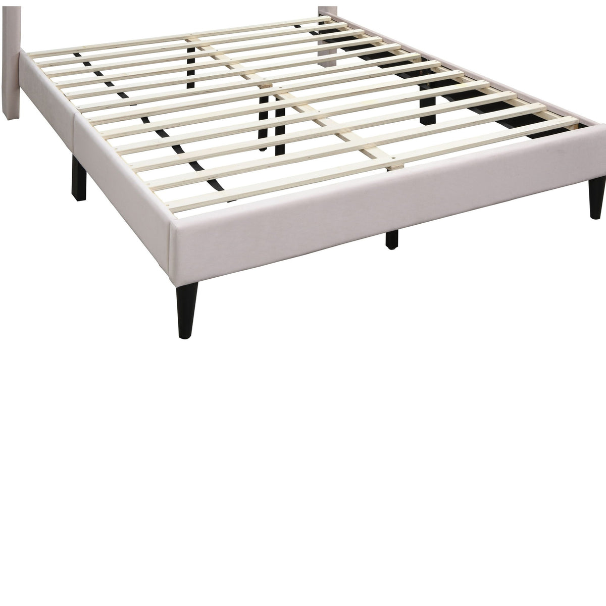 Full Size Bed With Upholstered Headboard - Light Pink
