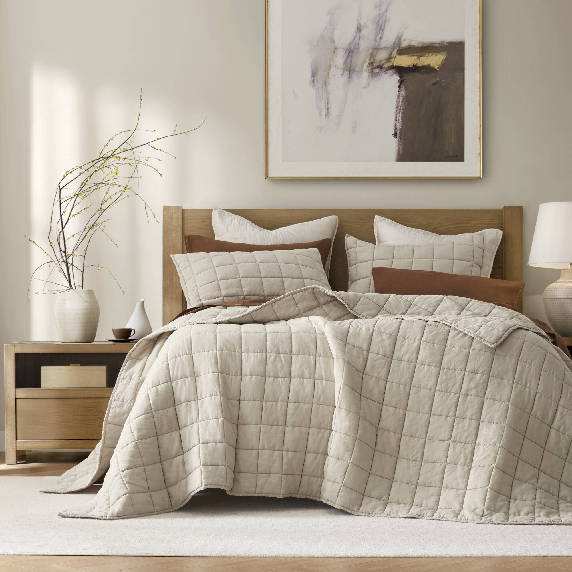 French Flax - Full/Queen Linen Garment Washed Quilt Set - Linen