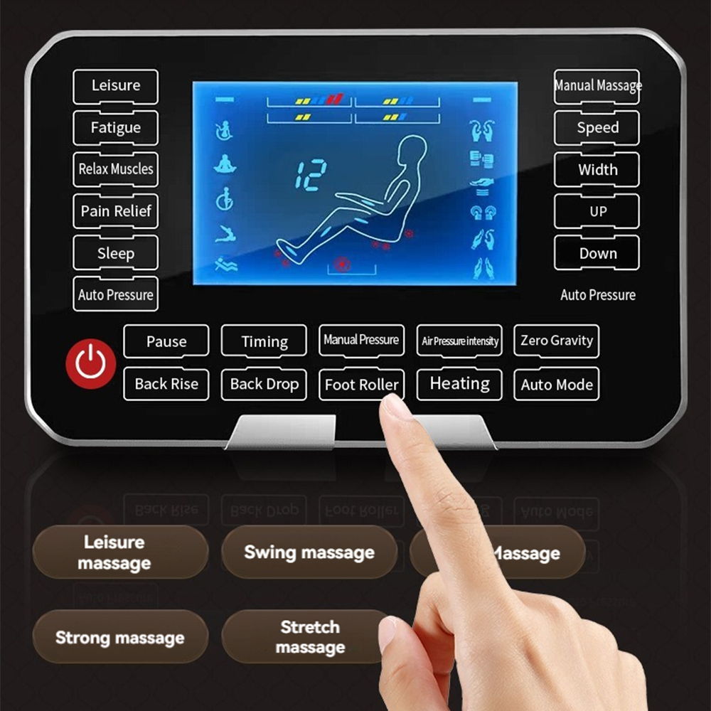 4D Massage Chair, Full Body Recliner Zero Gravity With Sl Track, Wireless Charging, Automatic Body Scan, Human Touch, Heating - Bluetooth, Foot Rollers, Airbags & Extendable Footrest - Black