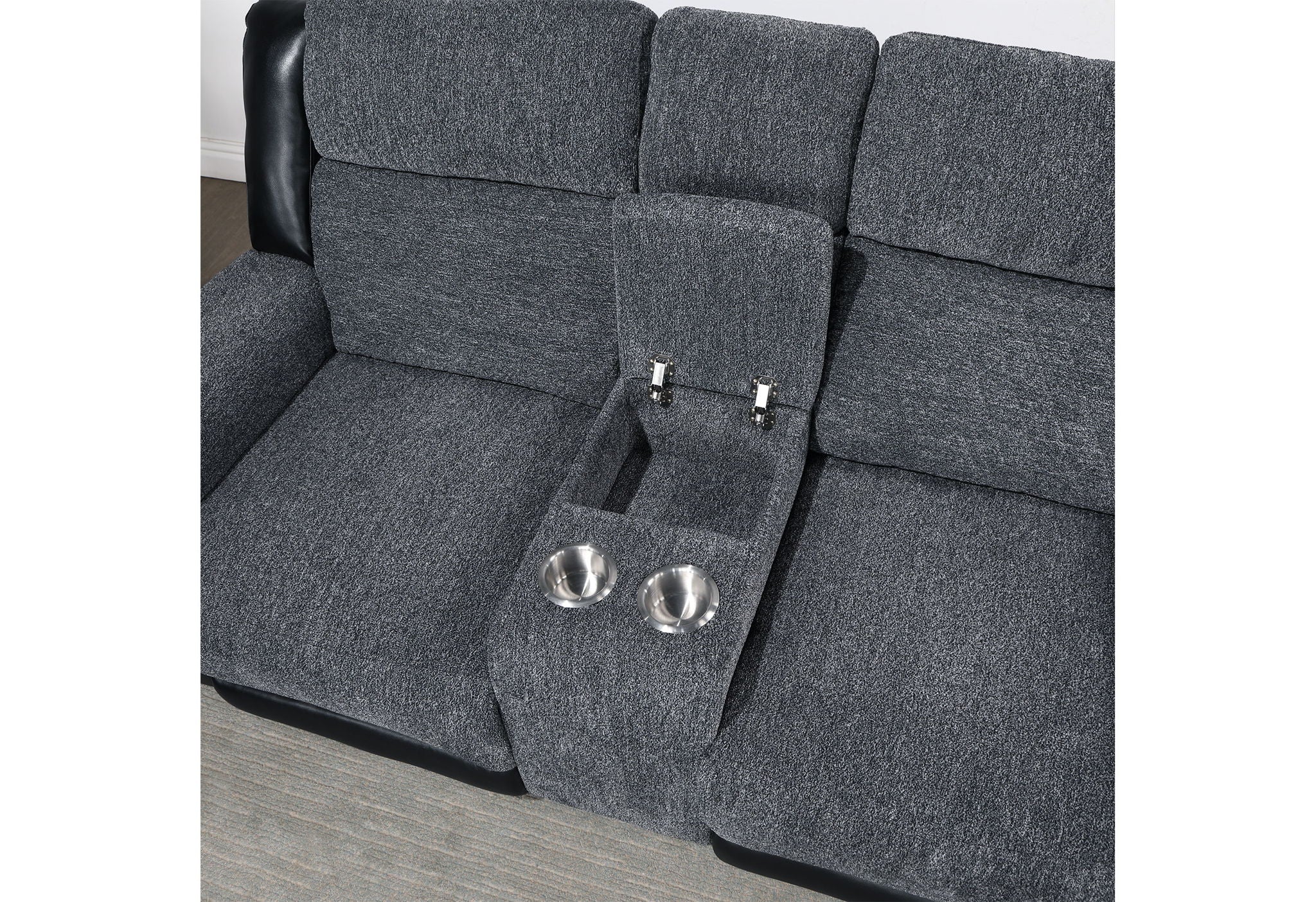 U5914/U5915 - Reclining Sofa And Console Reclining Loveseat With Immersive Sound And Blue LED - Black / Gray