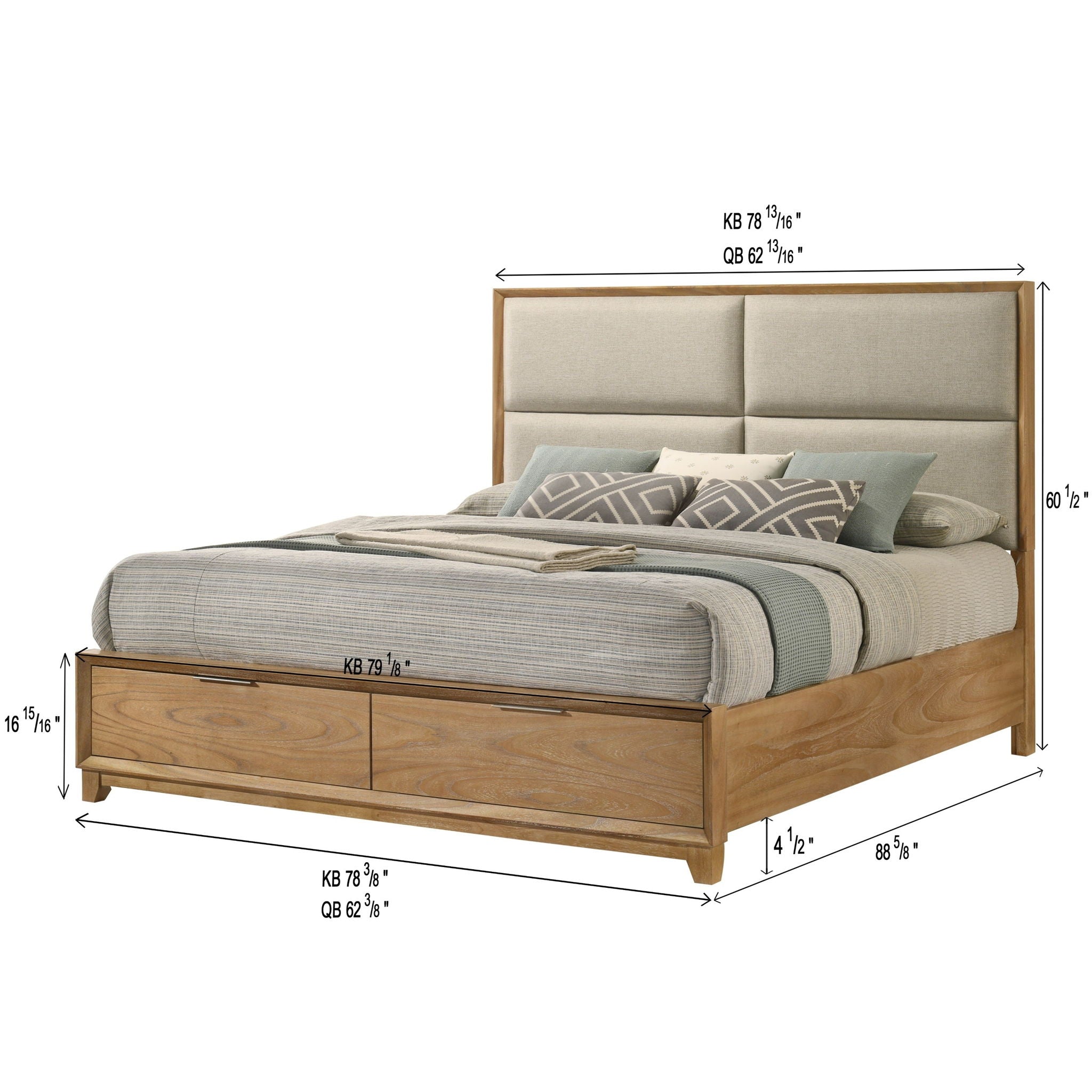 Contemporary Storage Platform Bed With Ultra Plush Headboard