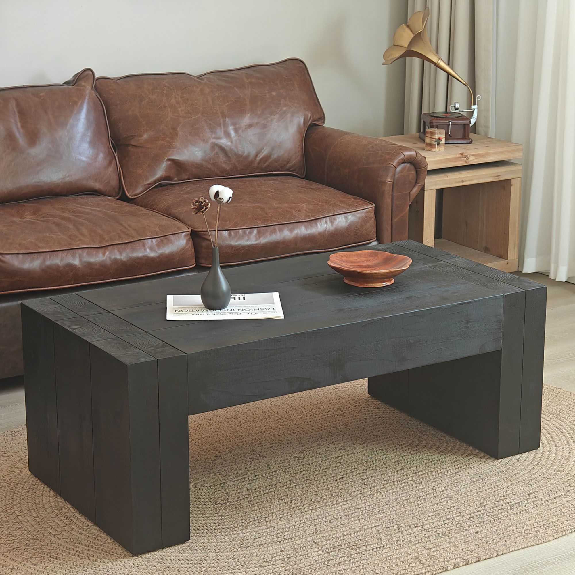 Modern Farmhouse Living Room Block Leg Coffee Table