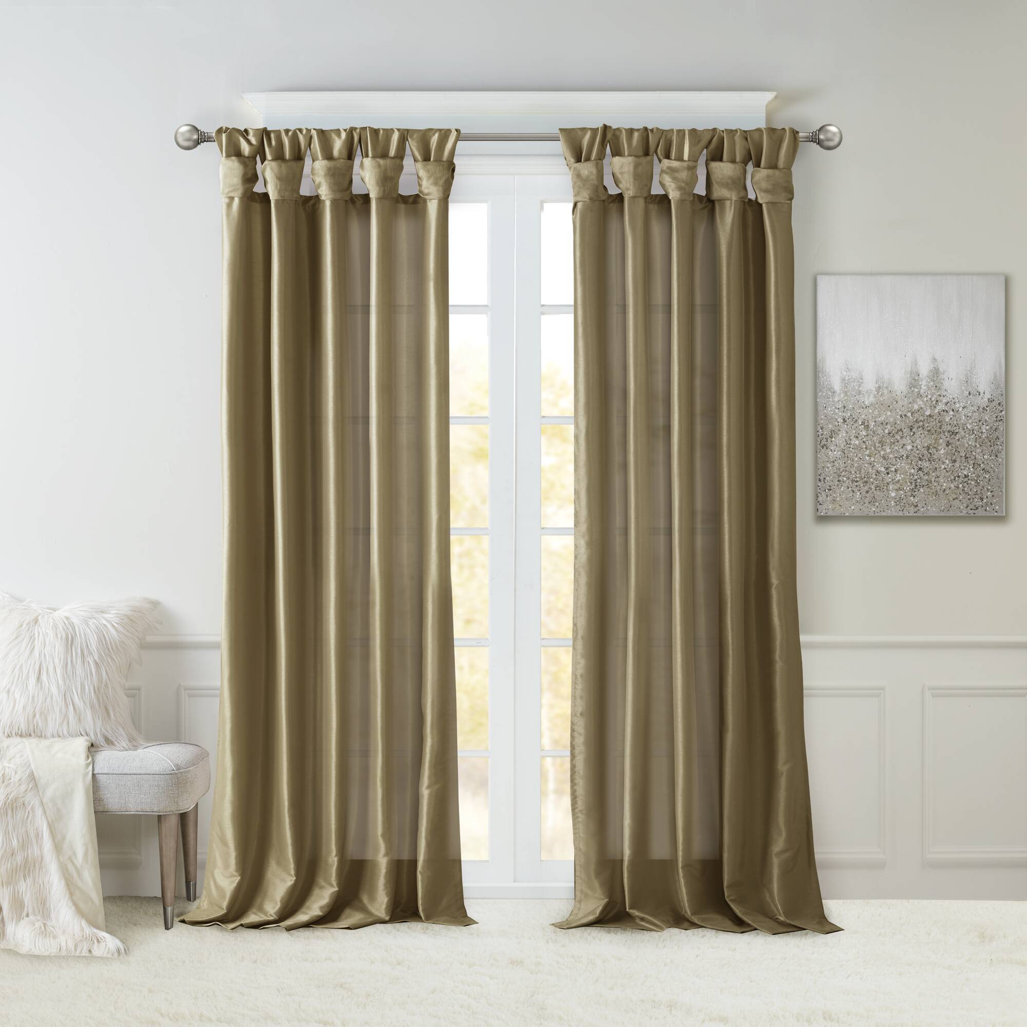 Emilia - 120" Twist Tab Lined Window Curtain - Bronze