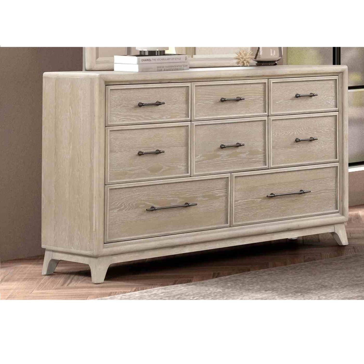 8 Drawers 1 Piece Dresser, Ample Storage Bedroom - Oak