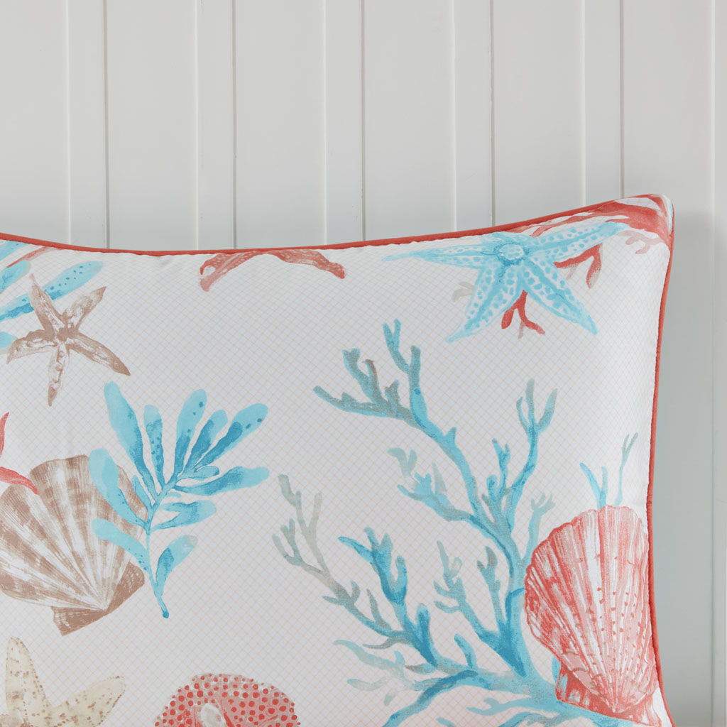 Pebble Beach - 6 Piece Duvet Cover Set - Coral