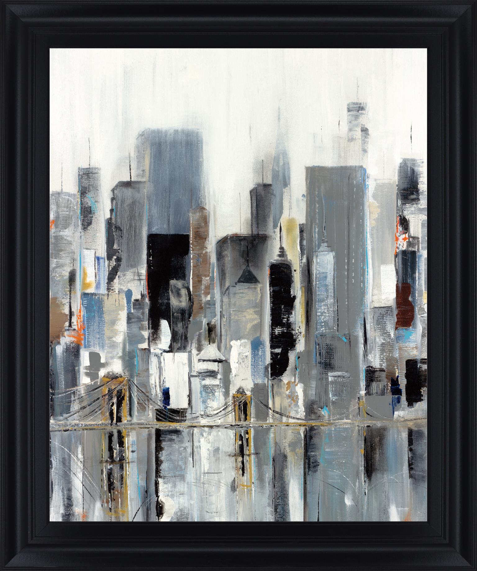 Misty Metropolis - 28" x 34" Framed Wall Art - Gray