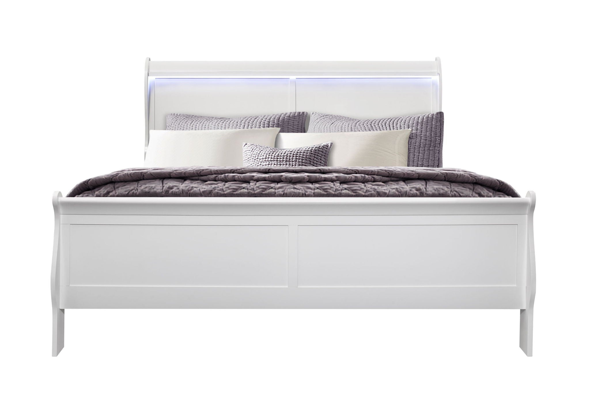 Charlie - King Bed With LED Headboard & Footboard - White