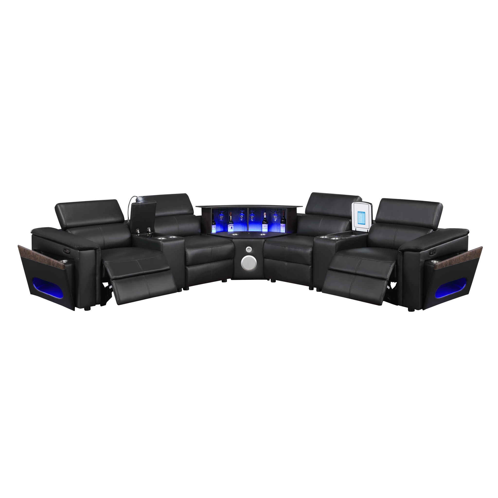 Nova - Sectional With Bluetooth Speaker, LED And Lifting Wine Cabinet
