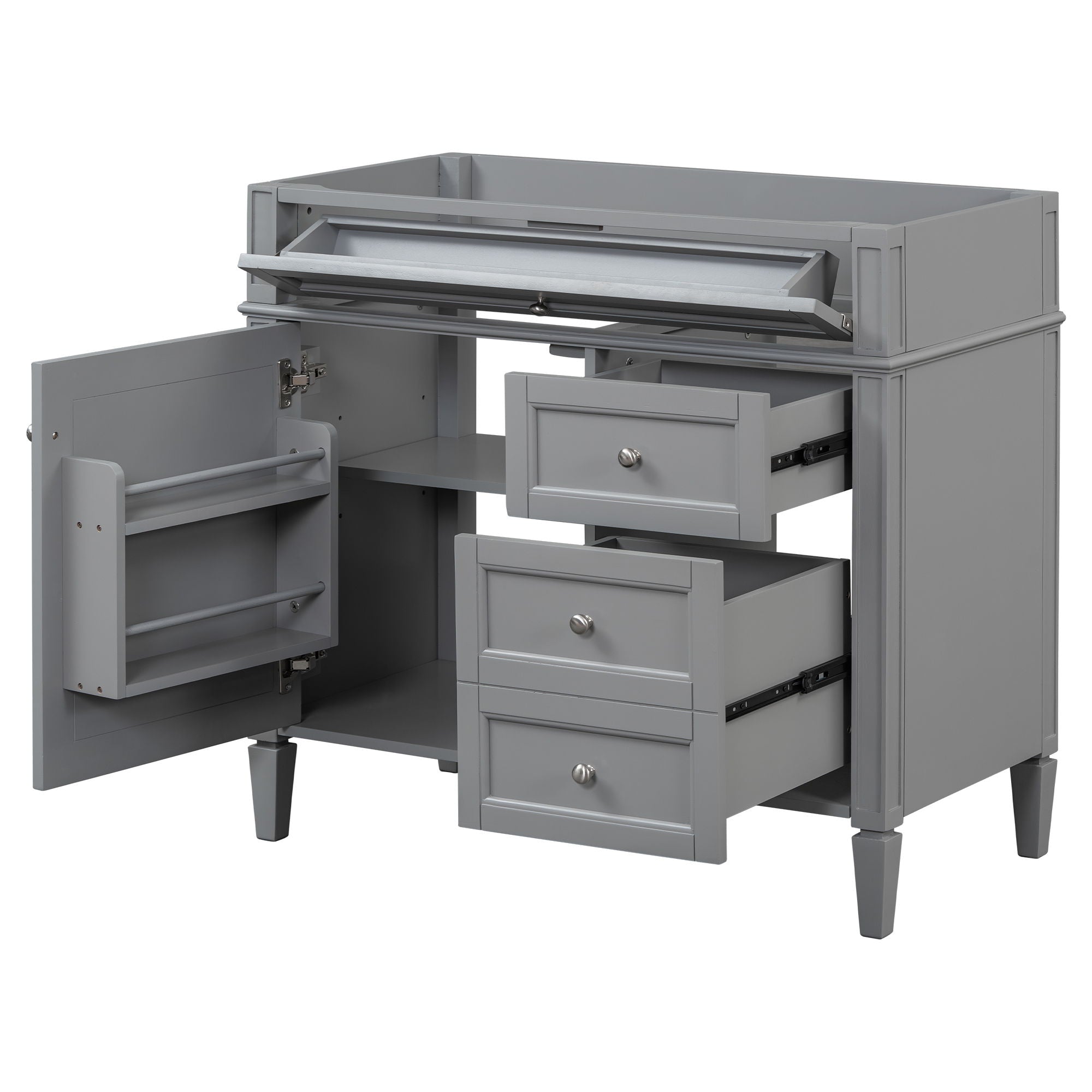 Bathroom Vanity With 2 Drawers And Tip-Out Drawer, Storage Cabinet