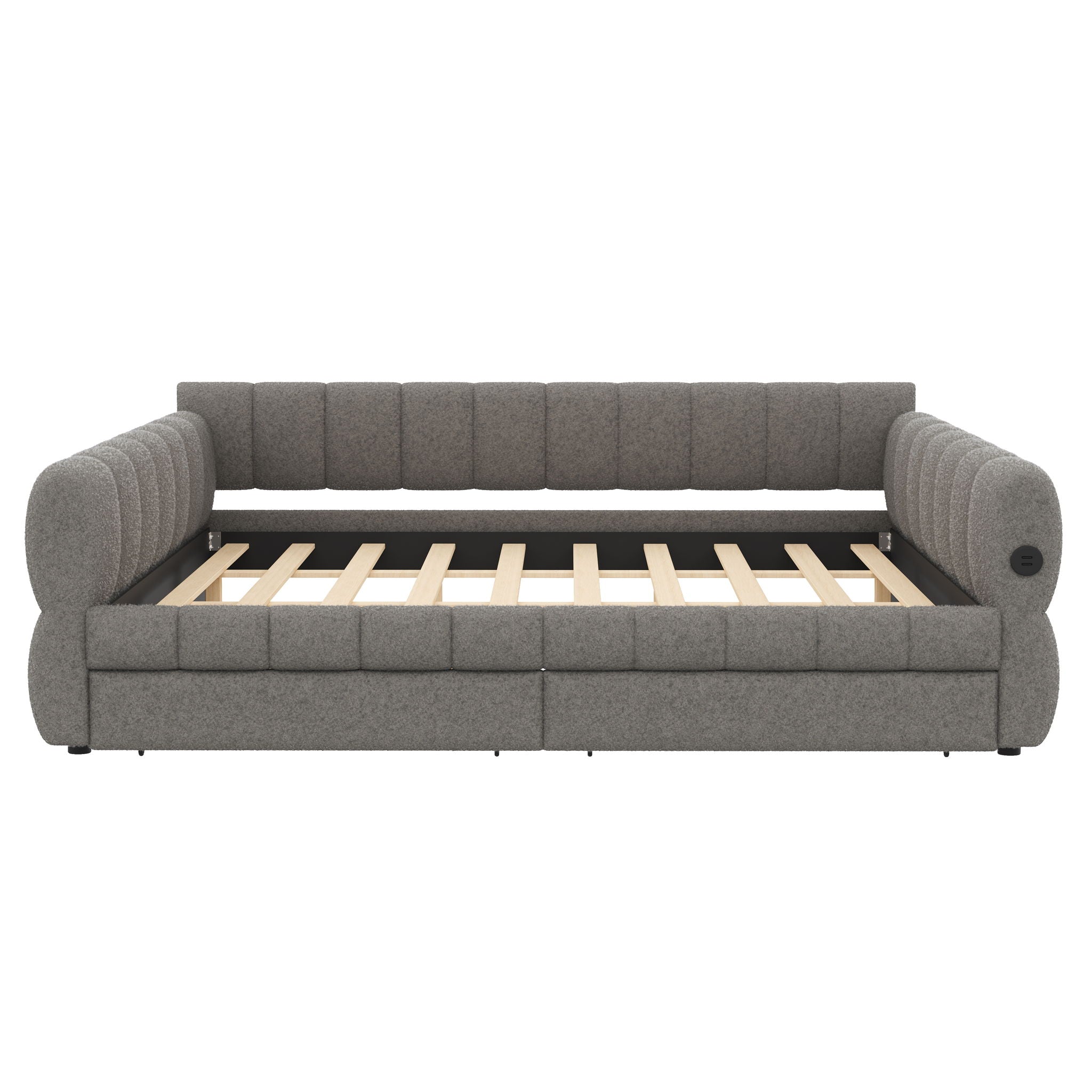 Upholstered Platform Bed With USB Charging And 2 Storage Drawers