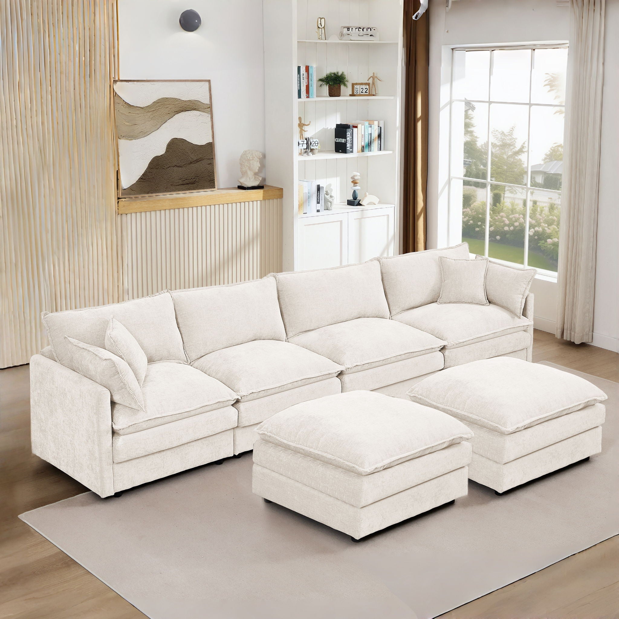 Modular U Shaped Sectional Sofa, 4 Seater Comfy Cloud Couch