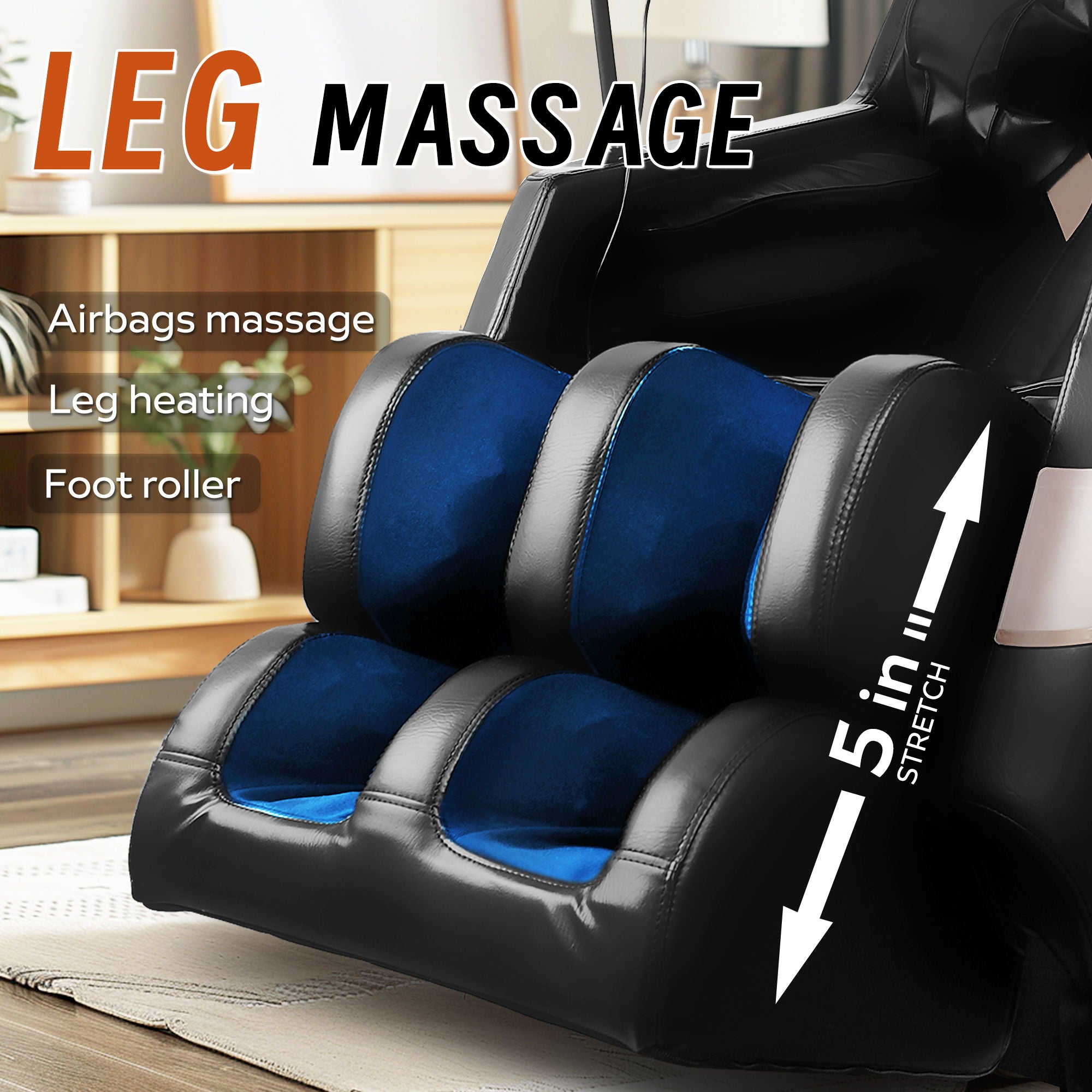 Massage Chair Recliner & Zero Gravity With Full Body Air Pressure - Black